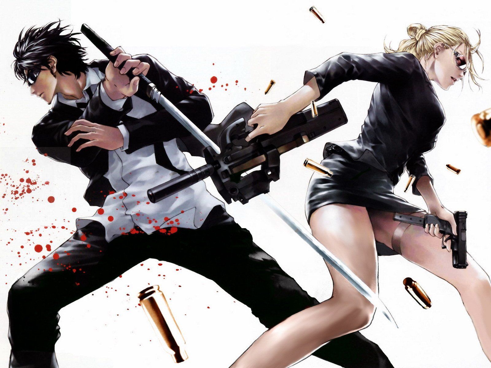 #women, #anime, #katana, #blood, #Men, #guns. Entertainment wallpaper and background. Mocah.org HD Wallpaper