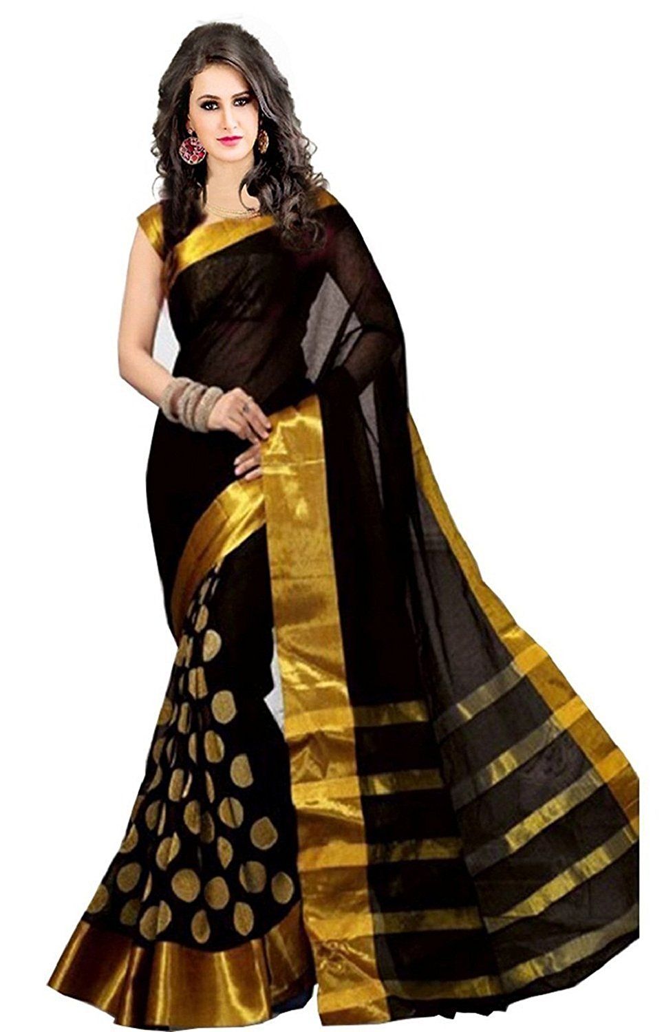 blouse design for black cotton saree