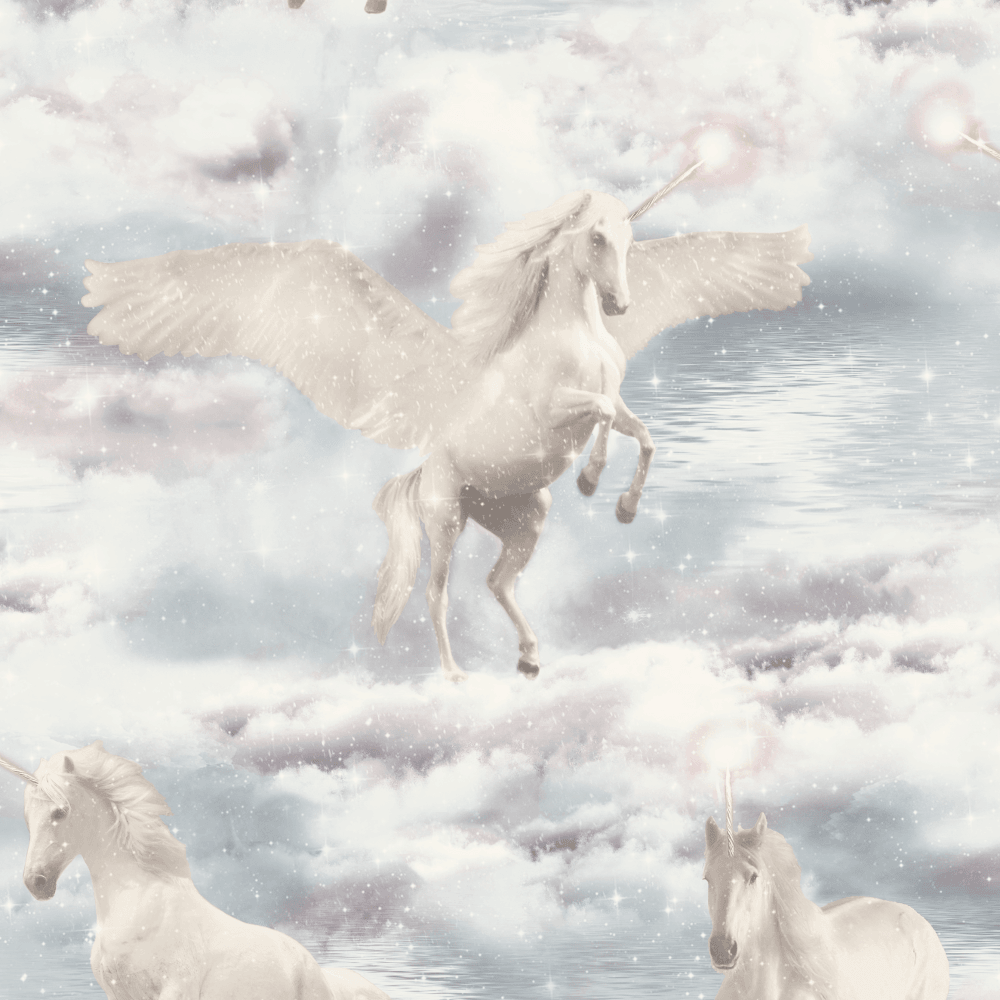 Arthouse Unicorn Kingdom Glitter Wallpaper Grey Clouds Ocean Sea