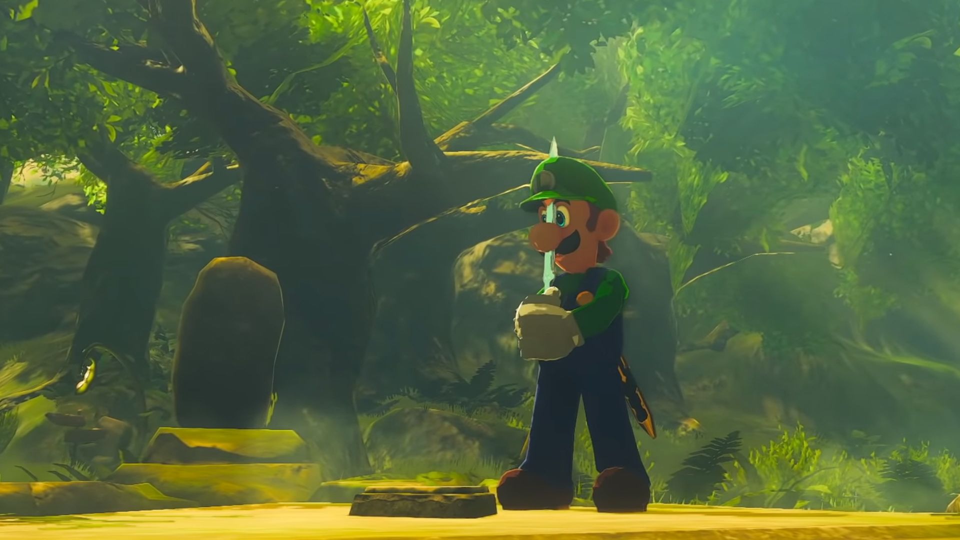 Watch Luigi Pull the Master Sword in The Legend of Zelda: Breath