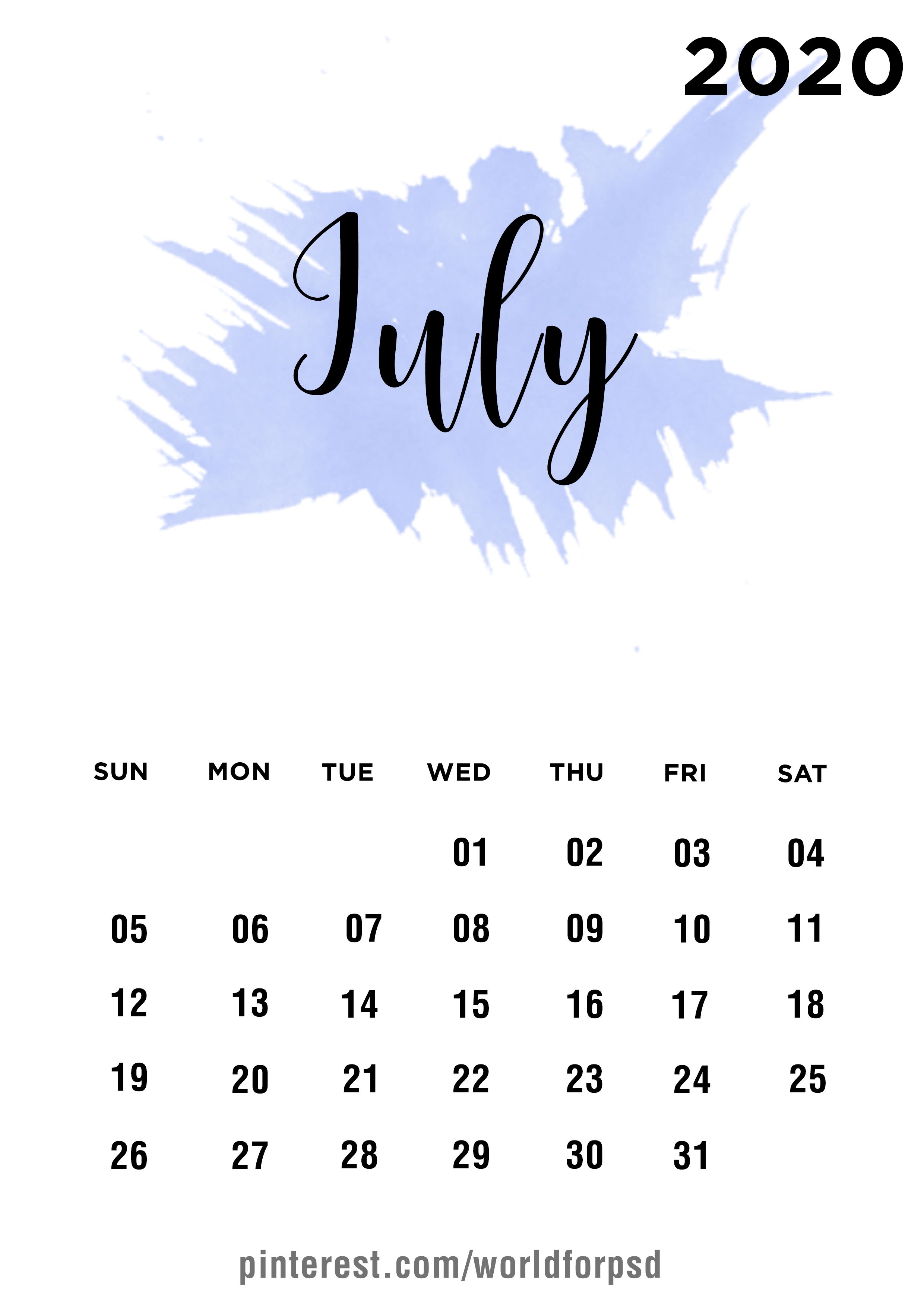 July 2020 Calendar Design #calendar #calendarideas #newyear