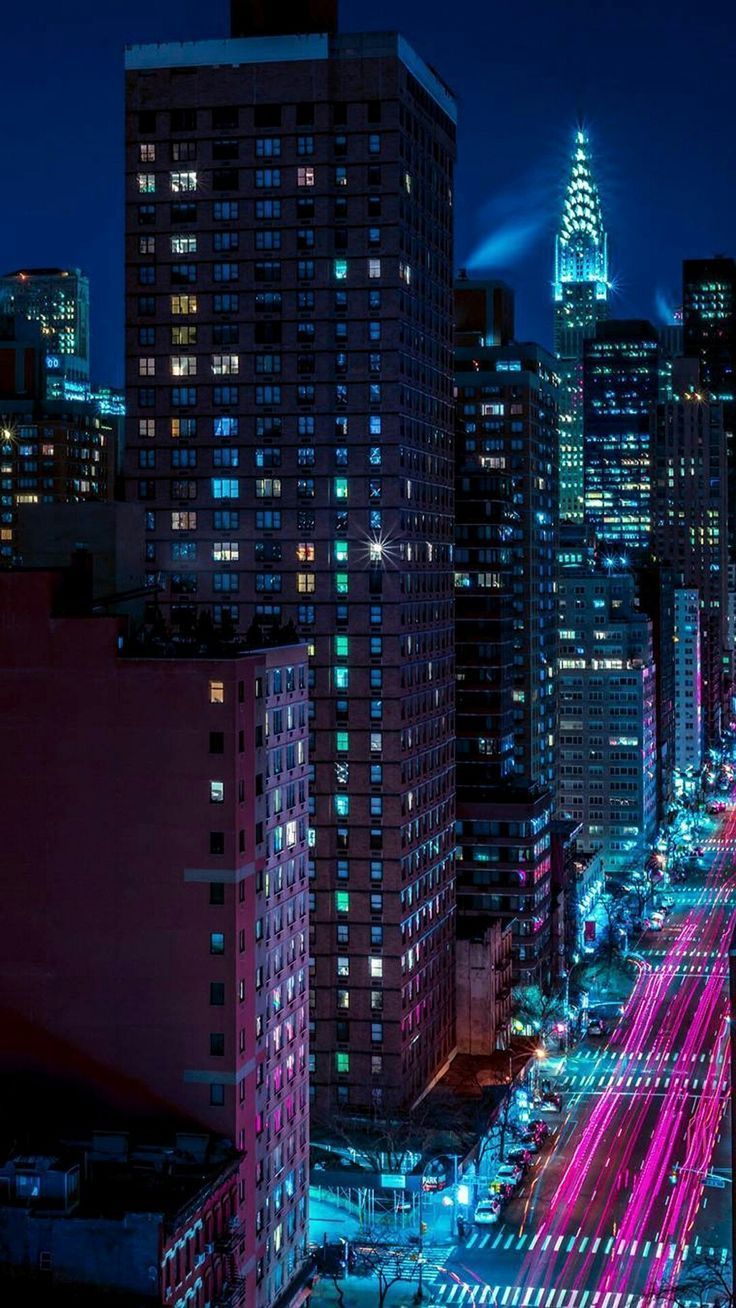 iPhone City Lights Wallpaper 4k