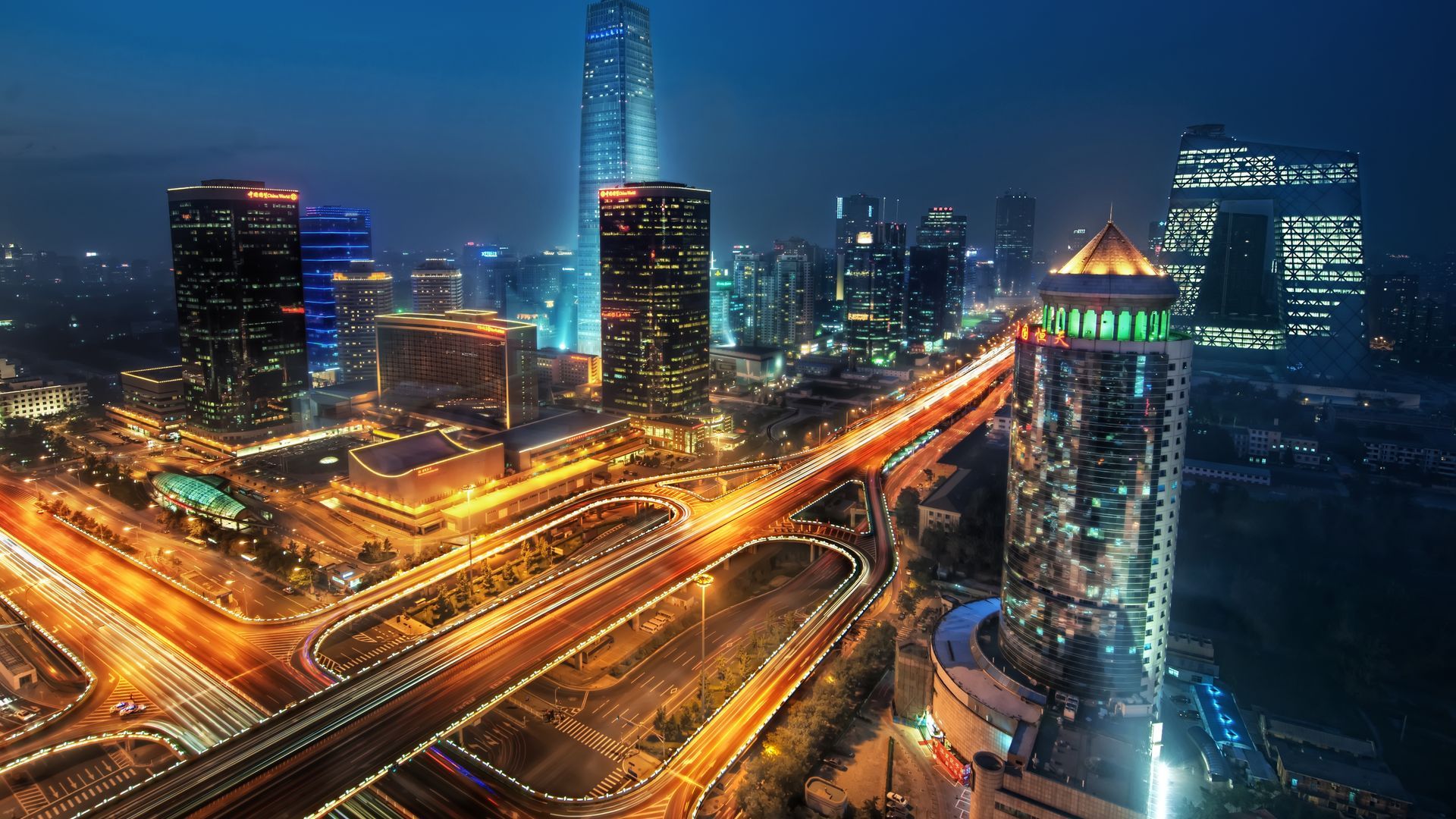 Building And Highway Lights Night City Wallpaper Download Free
