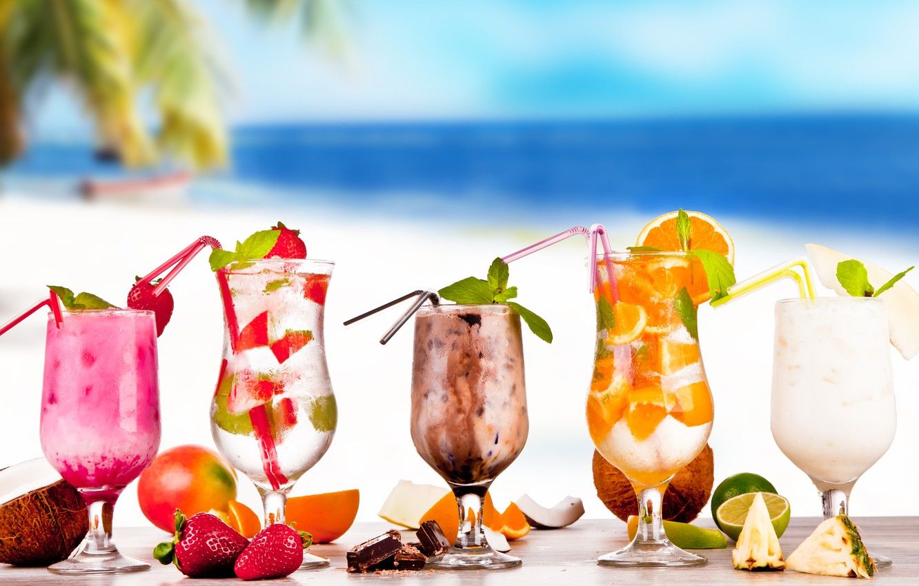 Wallpaper summer, drinks, beach, fresh, cocktails, fruit, drink, tropical, cocktails image for desktop, section еда