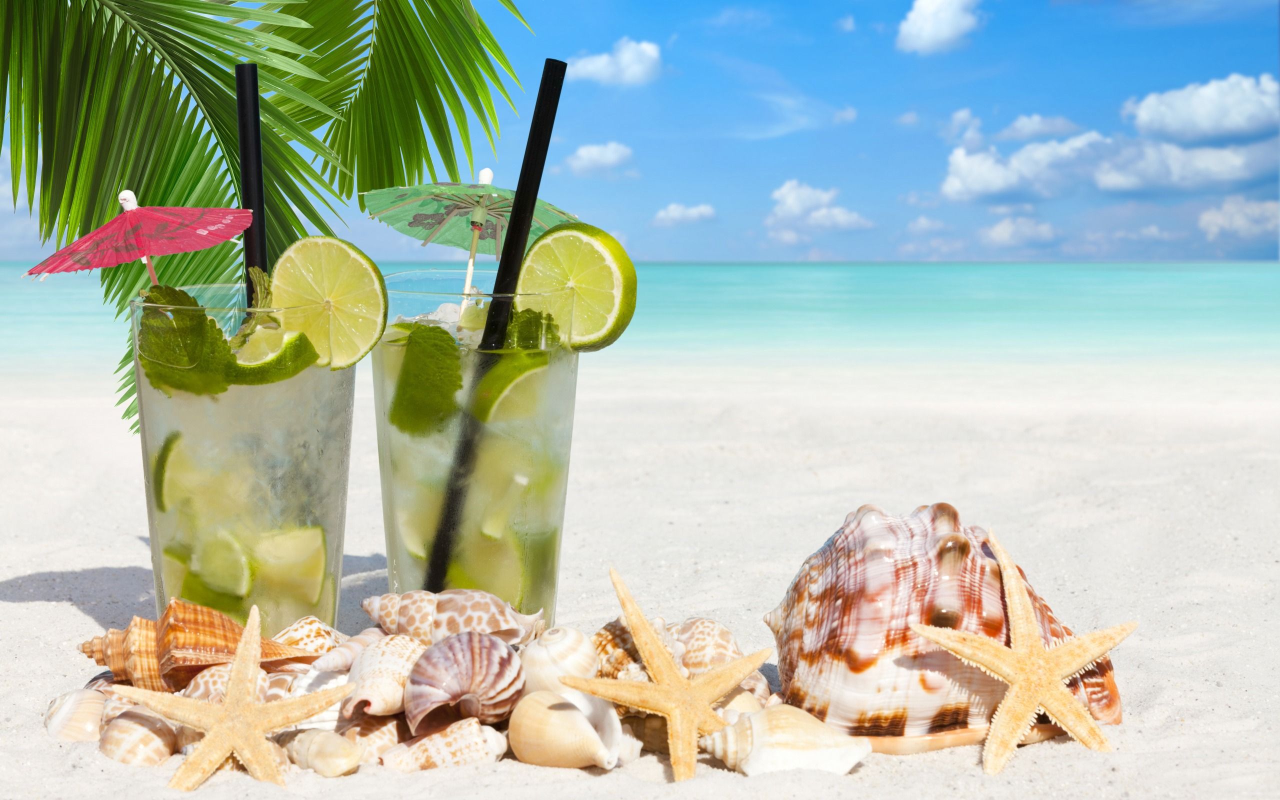 Download wallpaper tropical beach, cocktails, Mojito, mint