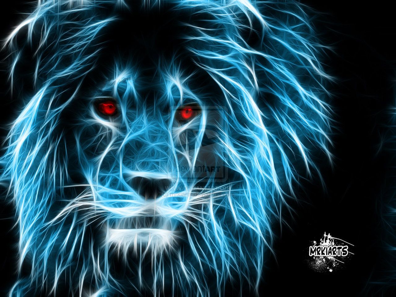 Blue Fire Lion Wallpaper