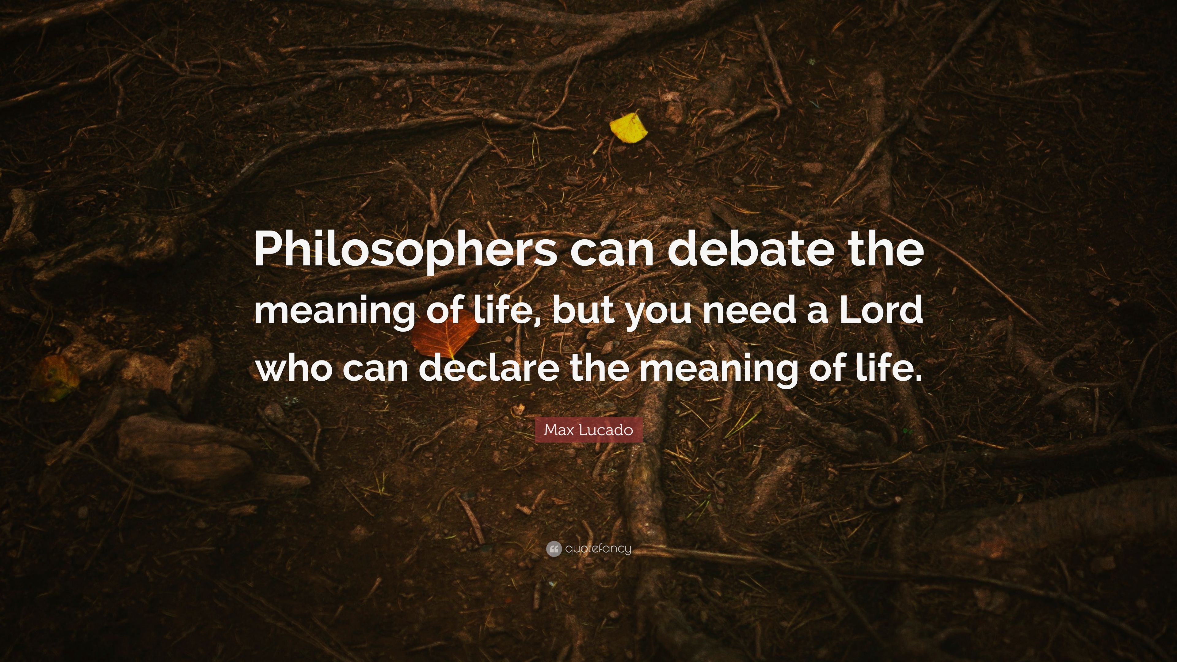 Max Lucado Quote: “Philosophers can debate the meaning of life