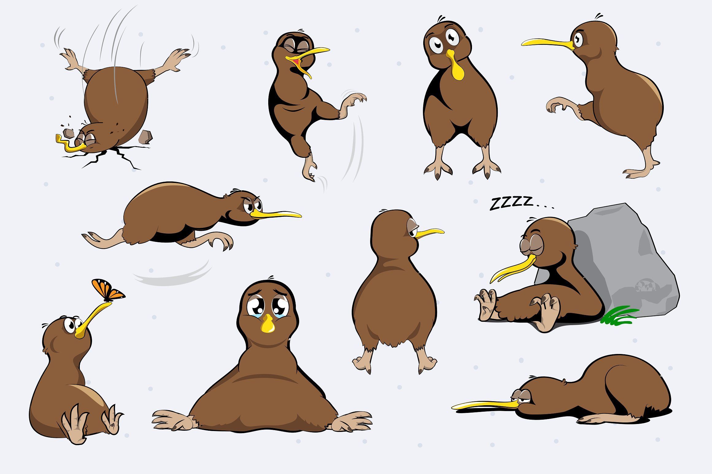 Cute Kiwi The Bird Character. Kiwi bird, Character design