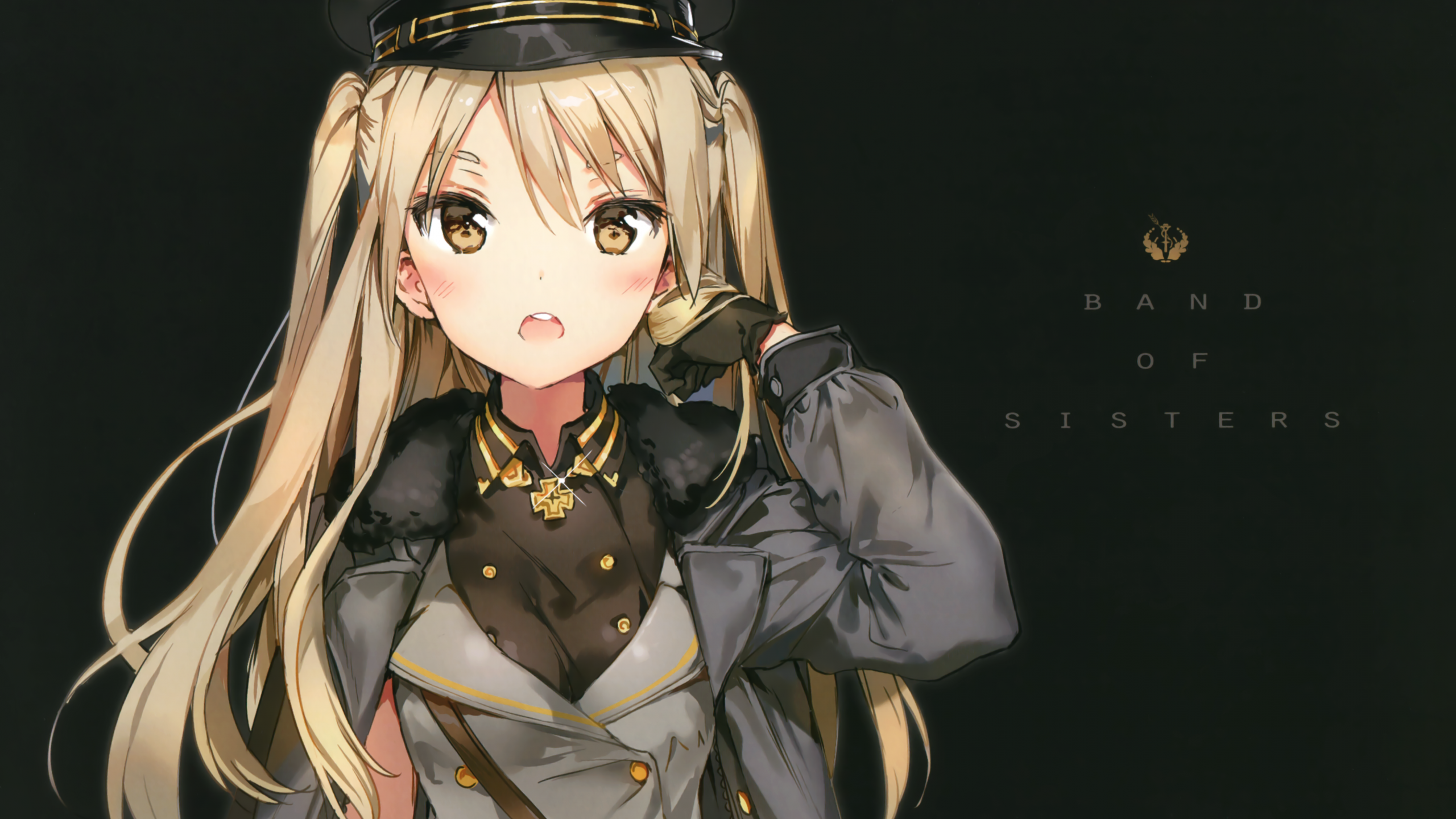 Download 2560x1440 Anime Girl, Blonde, Military Uniform, Twintails