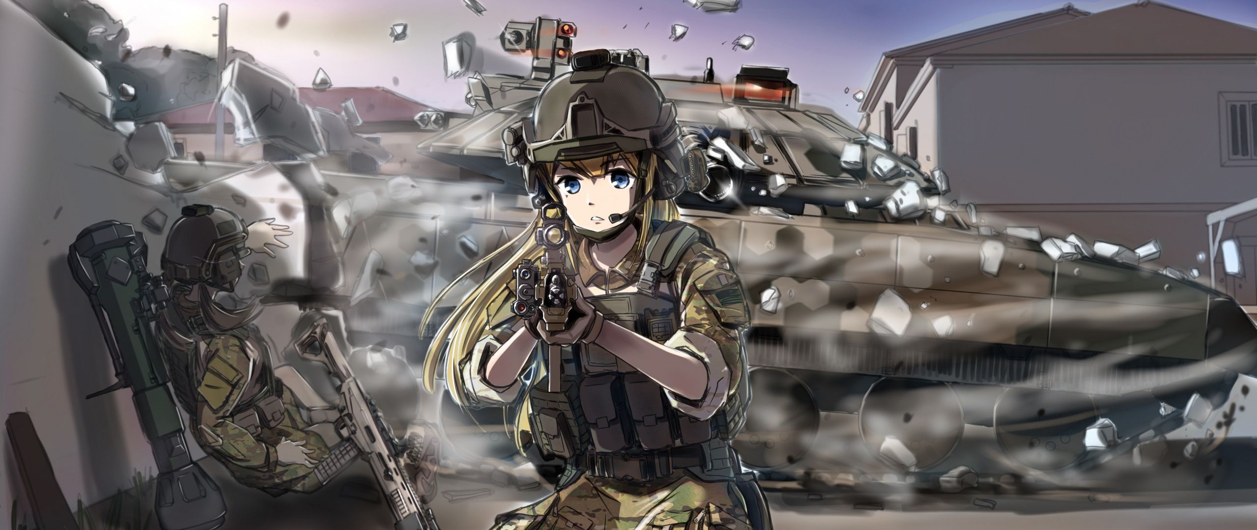 Desktop Wallpaper Original Characters Military Anime Girl, HD