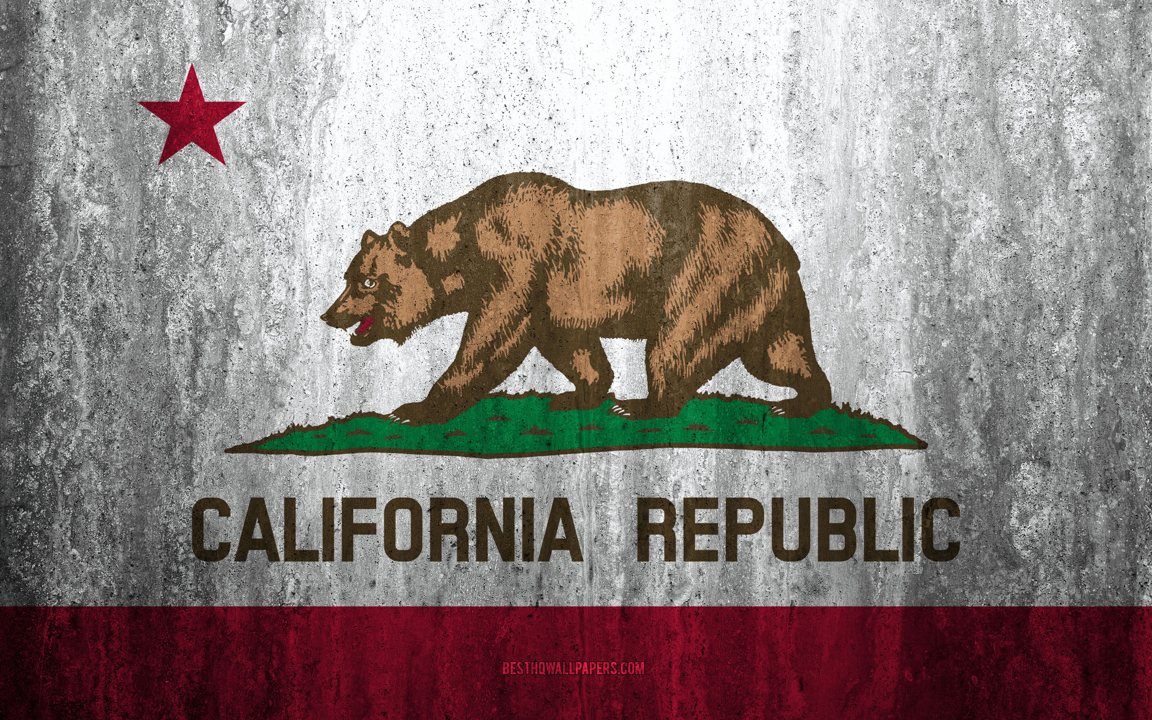 Download wallpaper Flag of California, 4k, stone background