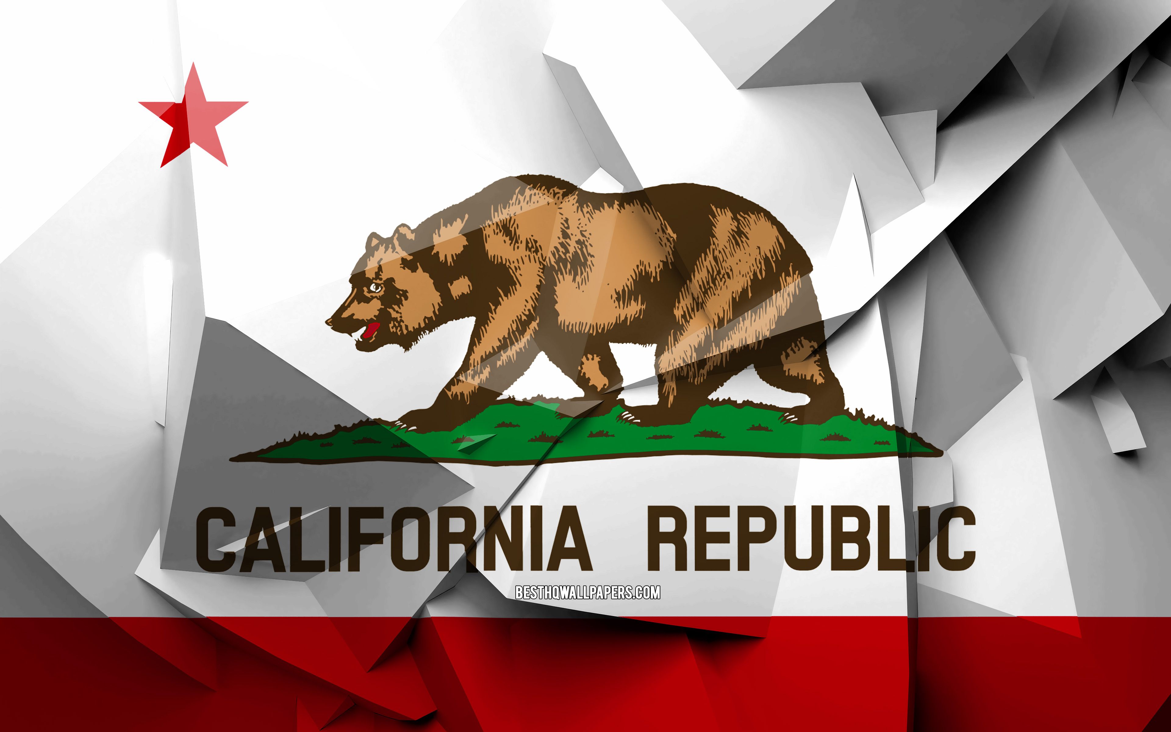 Download wallpaper 4k, Flag of California, geometric art