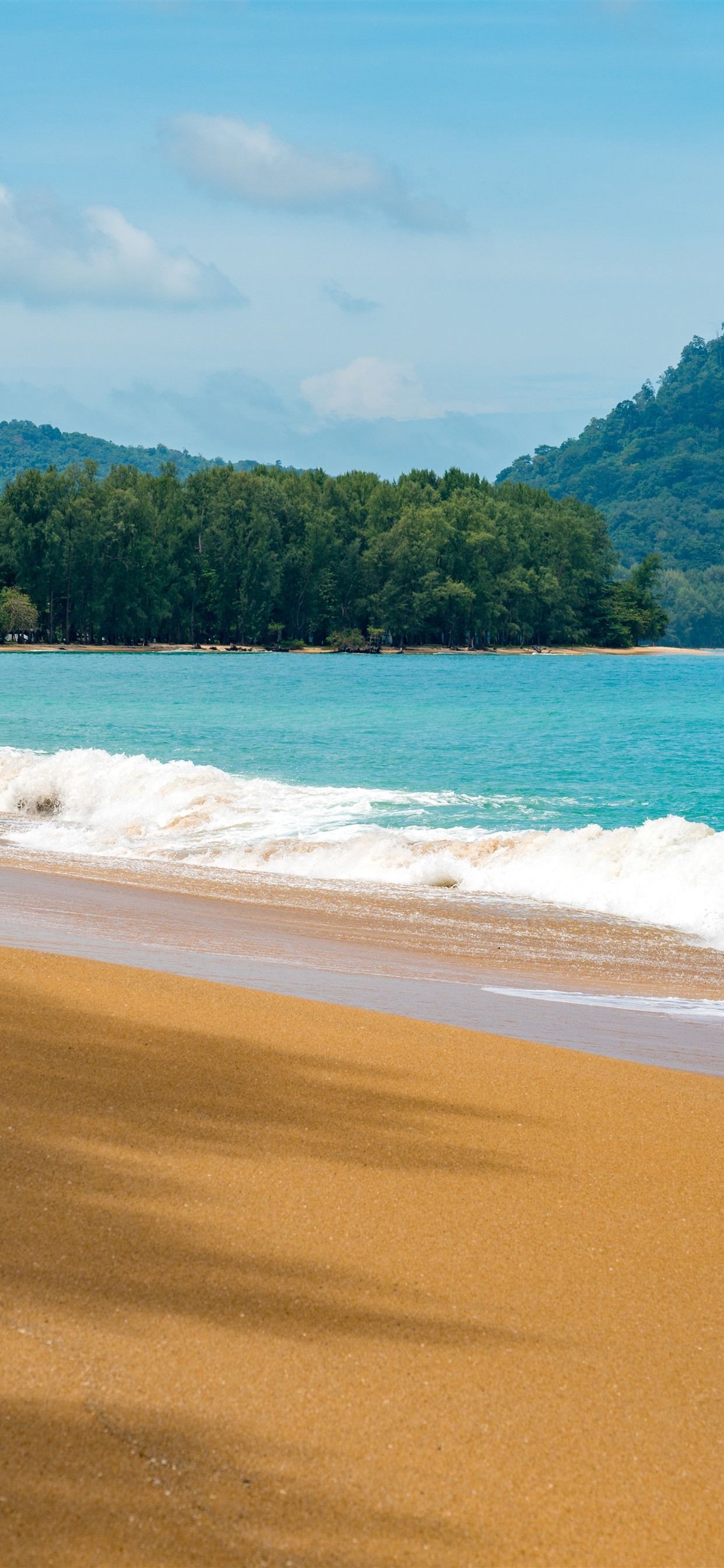 Beach, Sea, Waves, Mountains, Summer 1242x2688 IPhone 11 Pro XS
