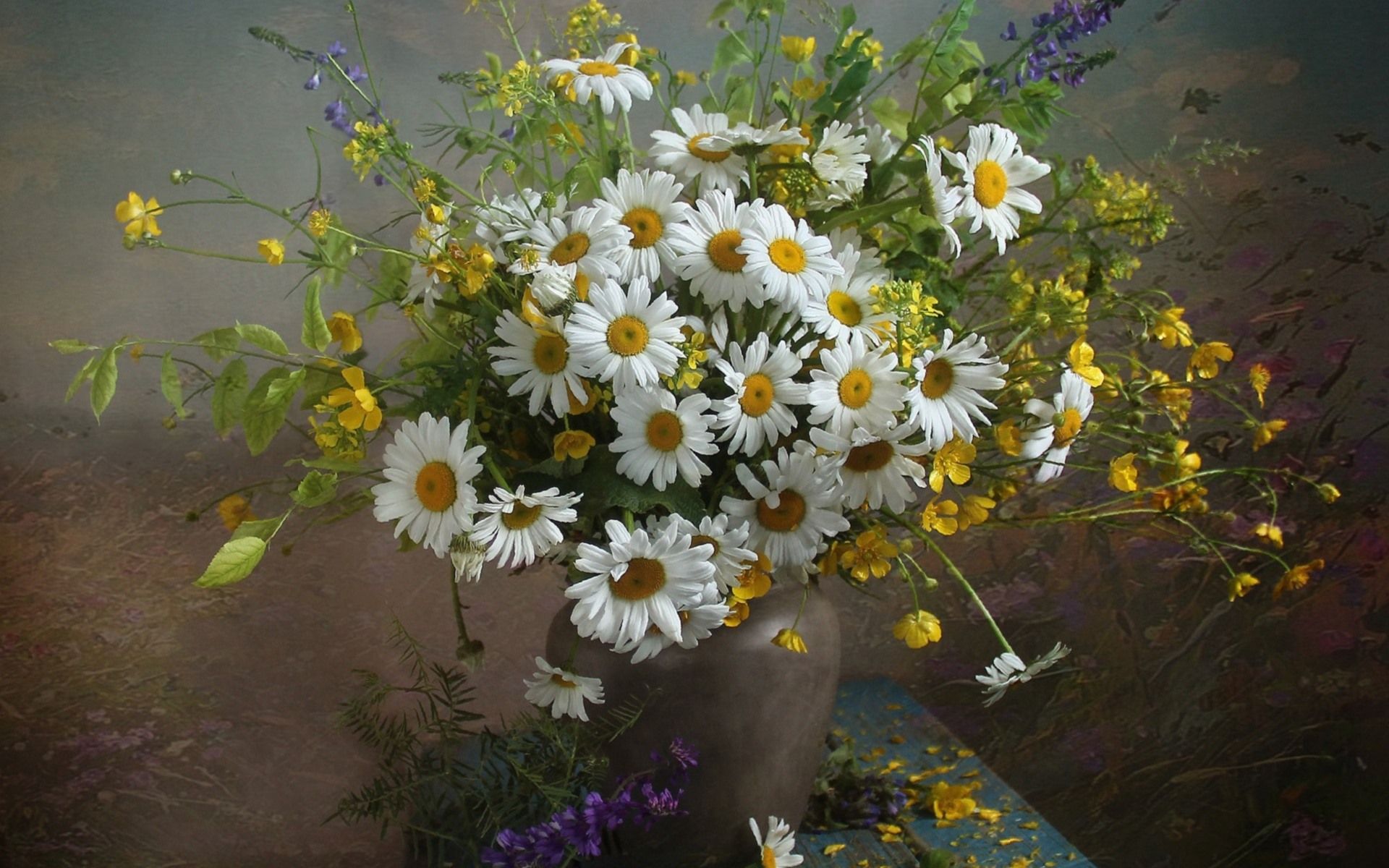 Wallpaper Chamomile, flowers, bouquet, vase 1920x1200 HD Picture