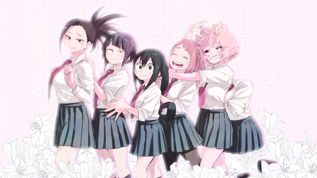 Girls of Class 1A: Rosy Aesthetic Desktop Wallpaper