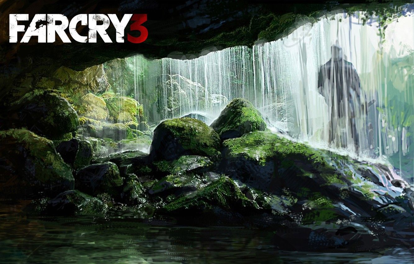 Wallpaper Waterfall, Silhouette, Moss, Far Cry - for desktop, section игры