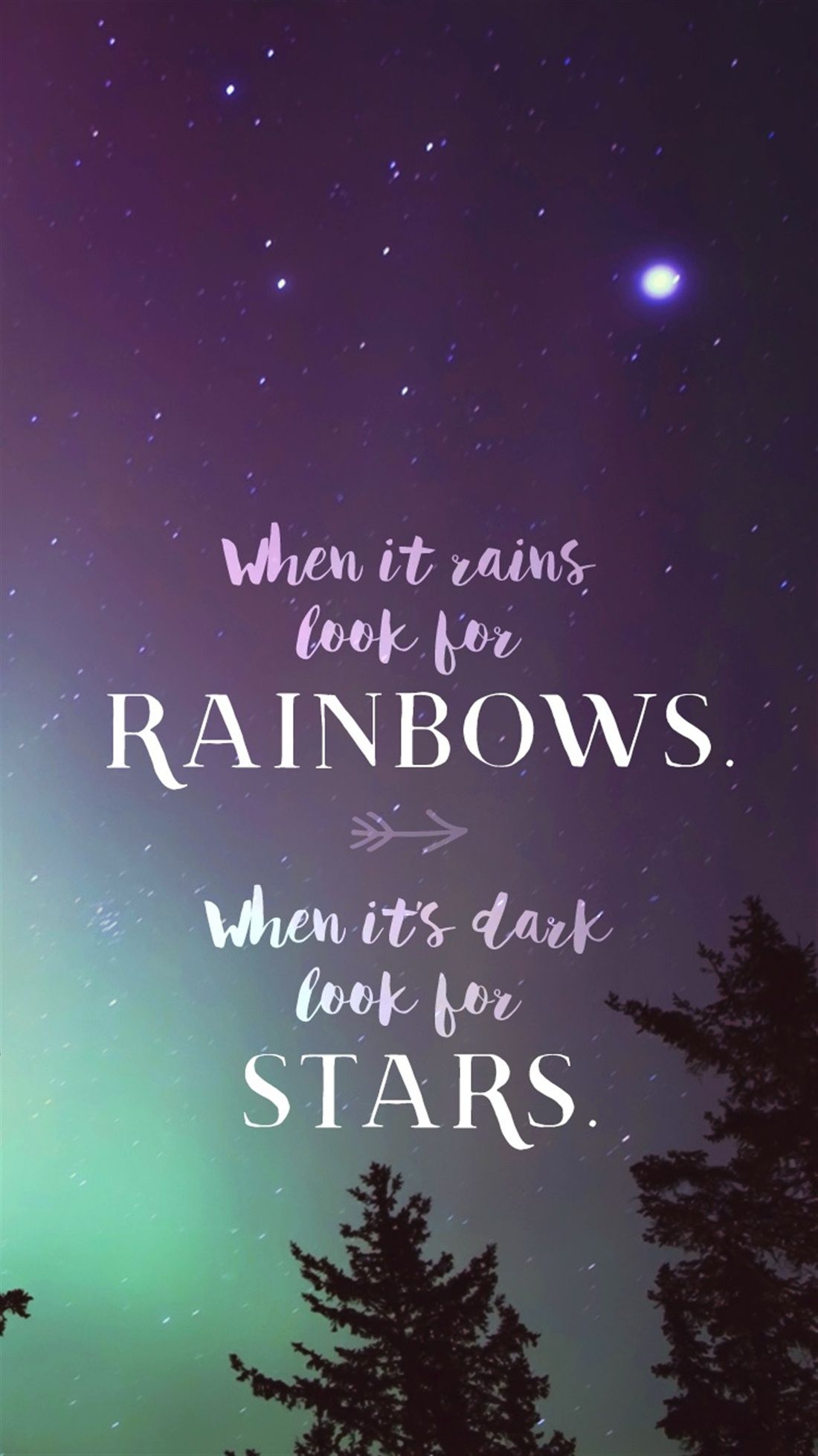 When it Rains Look for Rainbows. Inspirational phone wallpaper