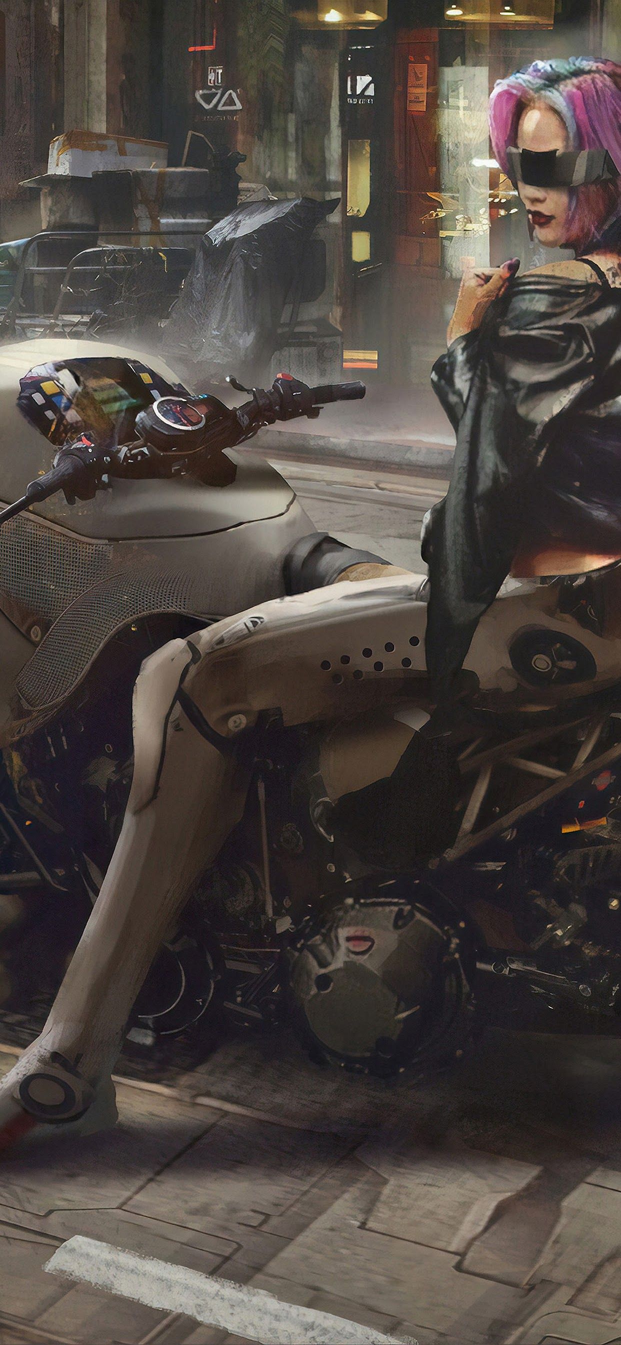 Cyberpunk Motorcycle Sci Fi Girl 4K Wallpaper