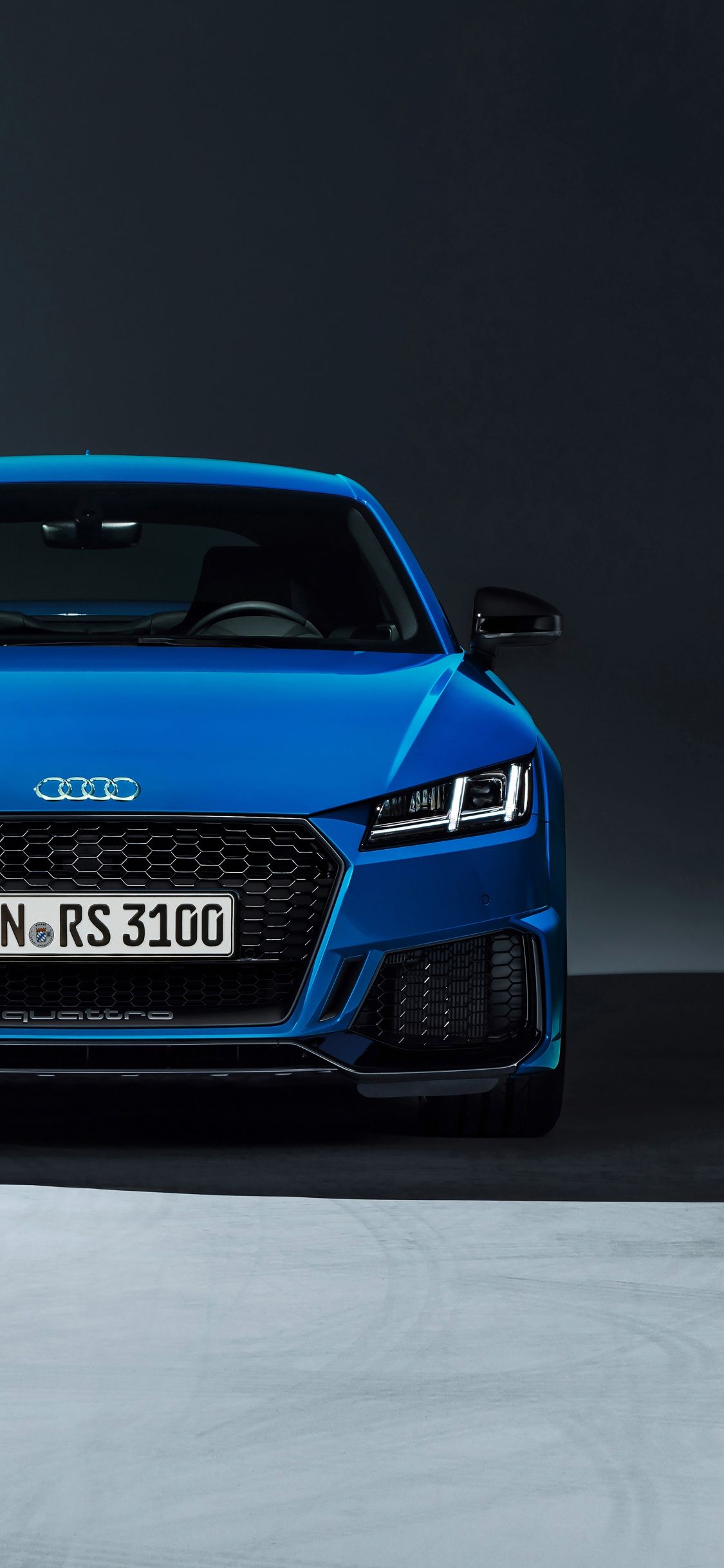 Download 1125x2436 Wallpaper Audi Tt Rs Coupe, Blue, Front, 2019