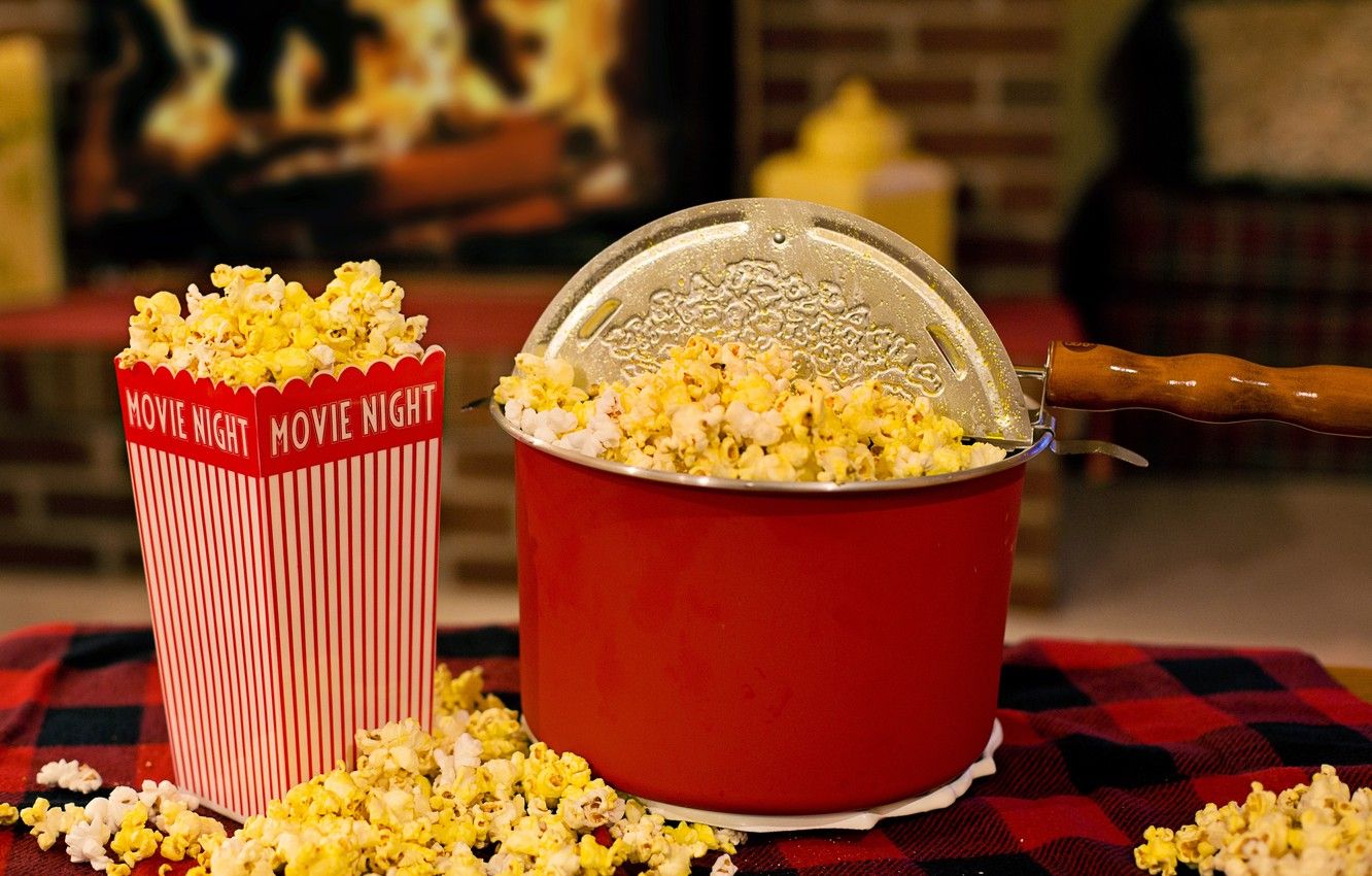 Wallpaper room, fireplace, plaid, food, popcorn, room, popcorn