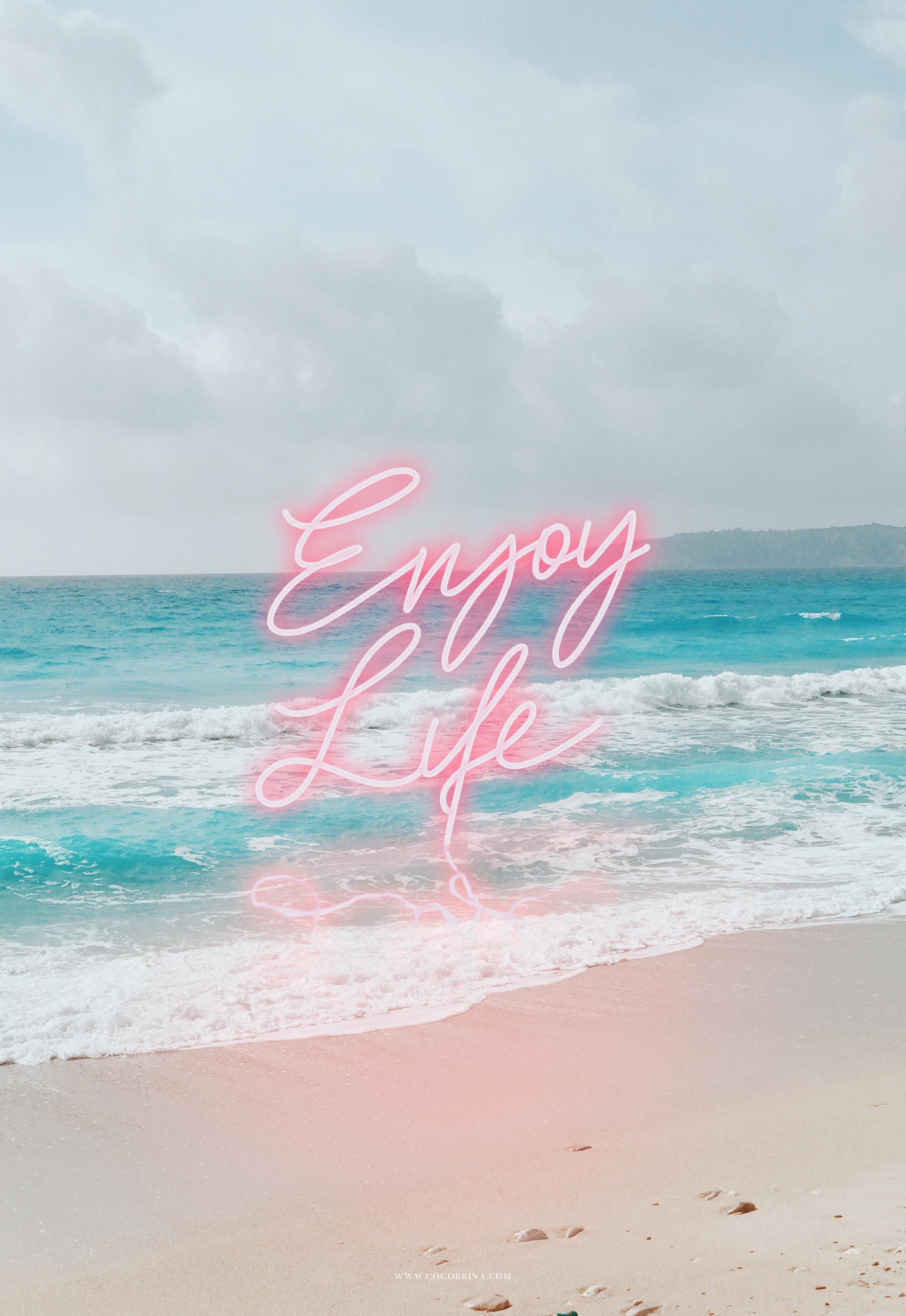Enjoy life in neon. iPhone wallpaper, Wallpaper quotes, Cute