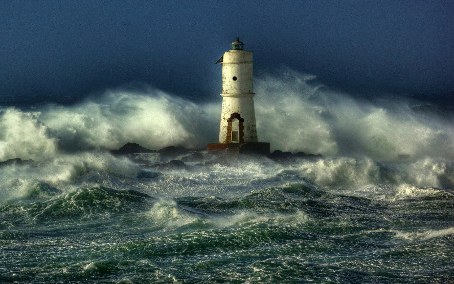 Wallpaper sea, ocean, wave, storm, lighthouse desktop wallpaper