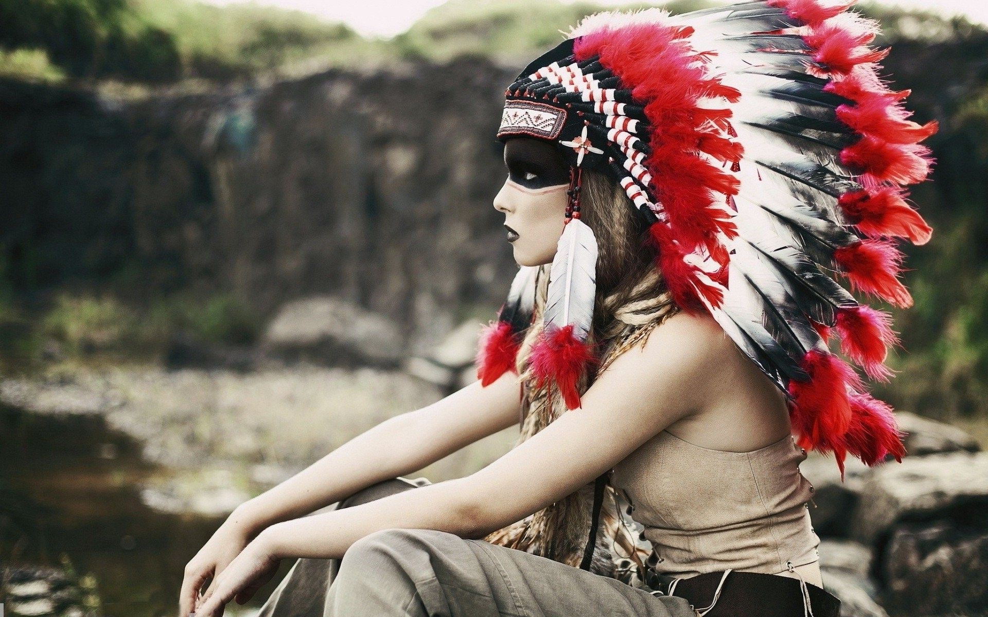 Native Americans, Headdress, Profile Wallpaper HD / Desktop