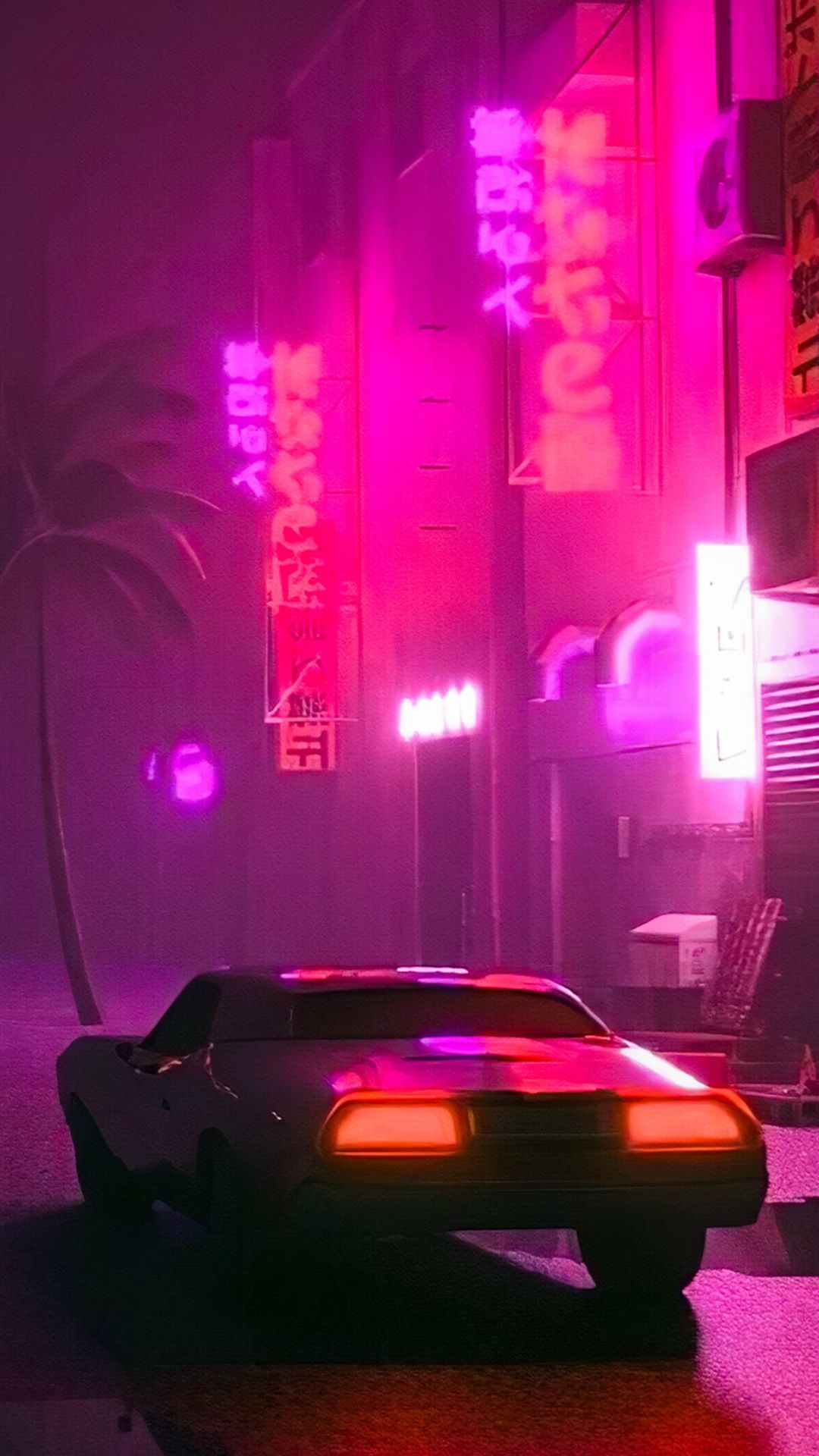 Synthwave Car On Street iPhone 6s, 6 Plus, Pixel xl