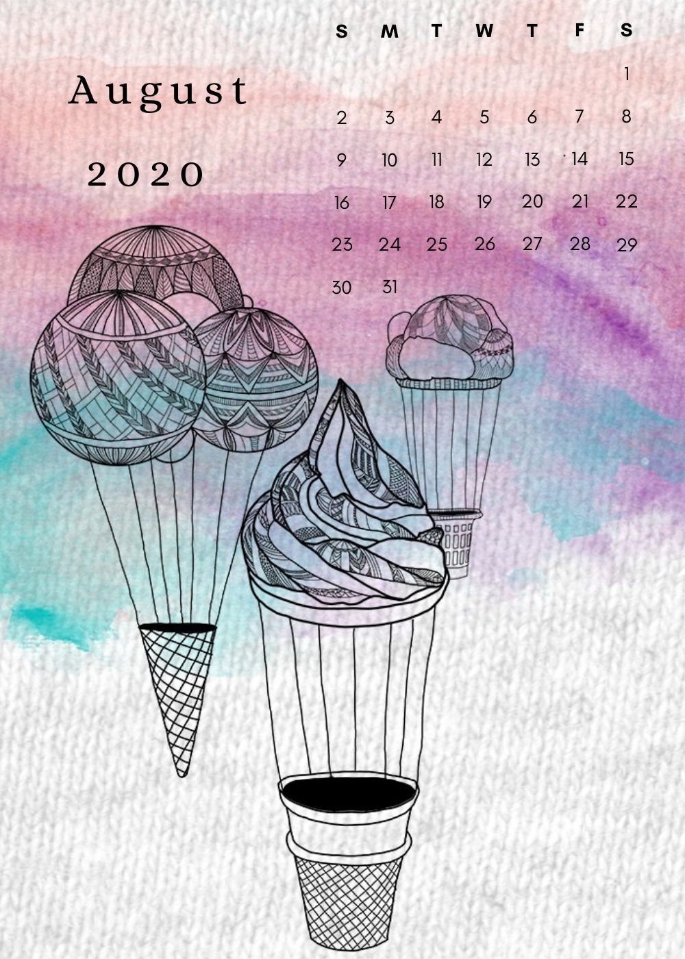 August 2020 Calendar Mobile HD Wallpaper