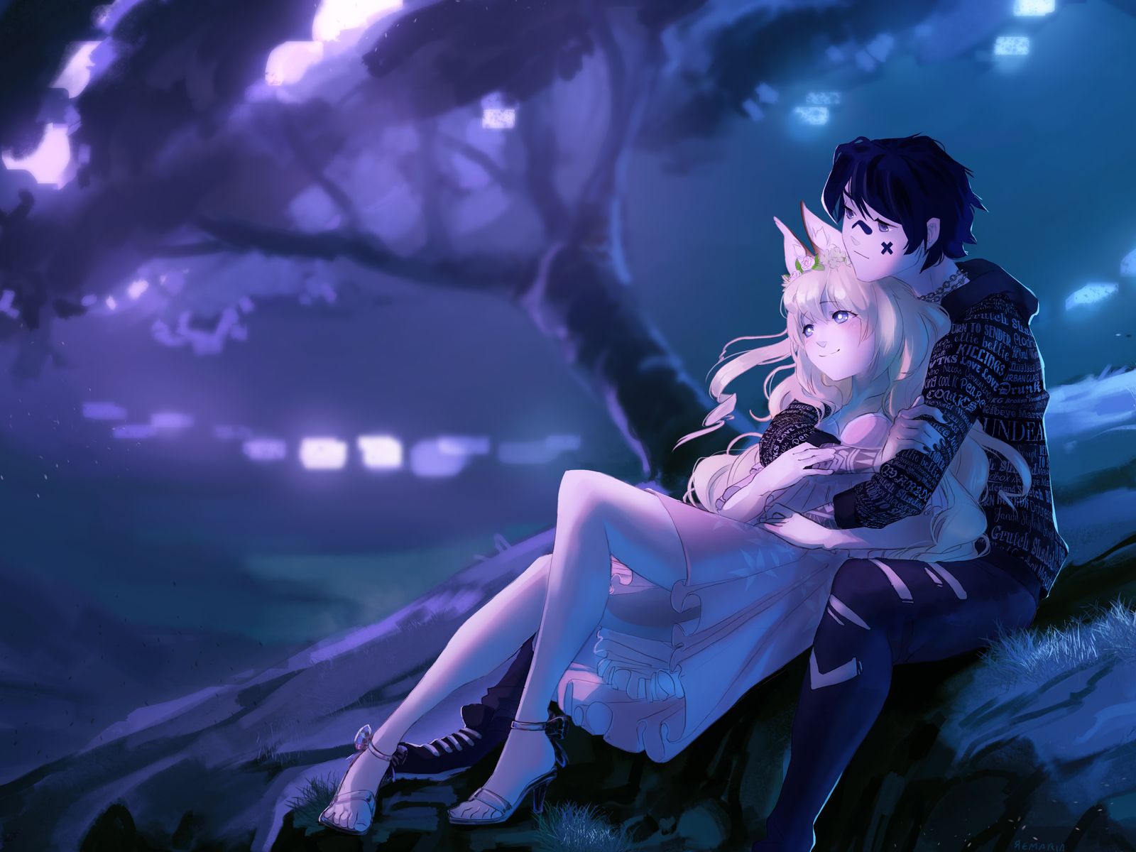 Embraced And Endeared Anime Couple 4k 1600x1200
