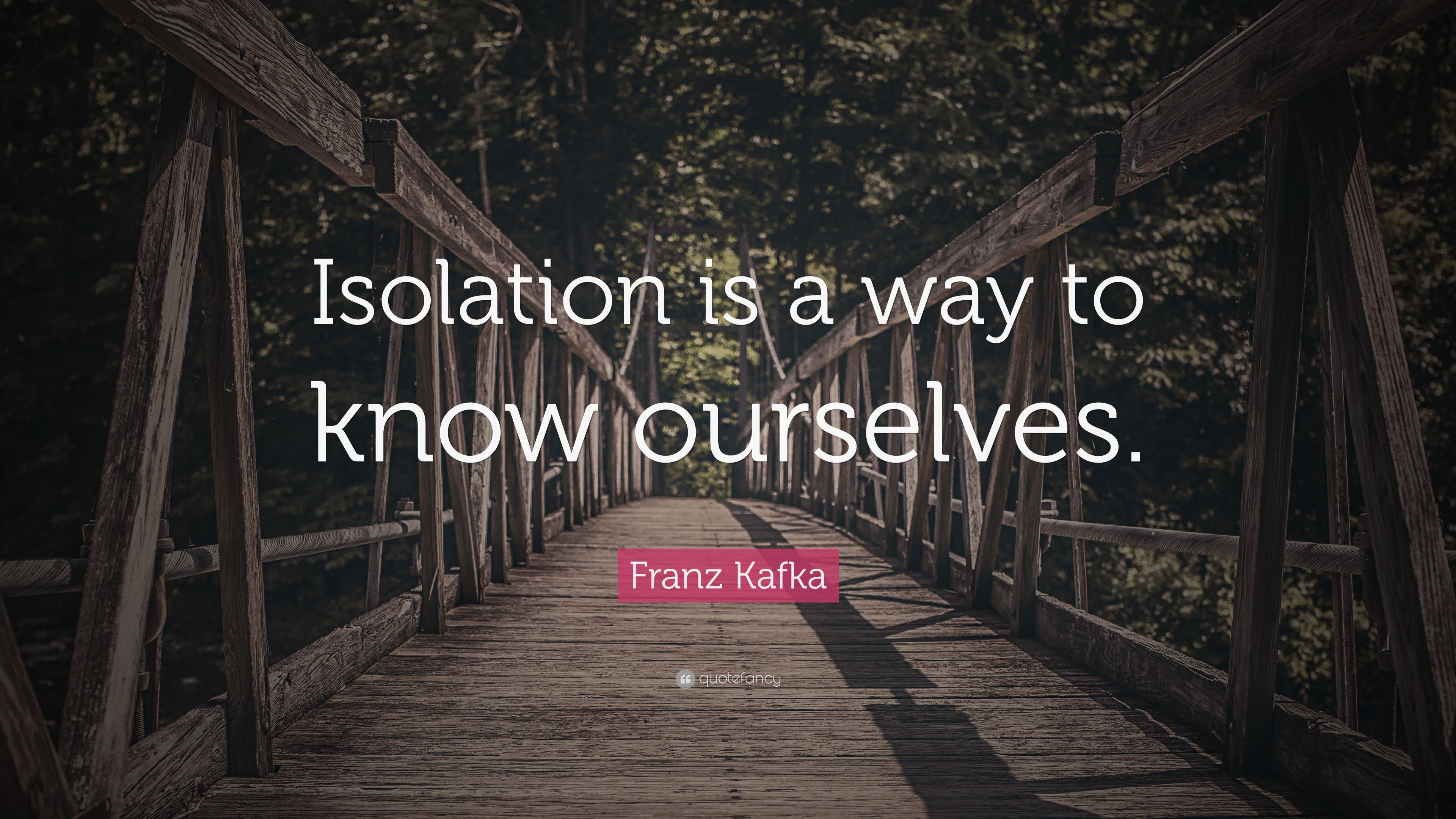Franz Kafka Quote: “Isolation is a way to know ourselves.” 12