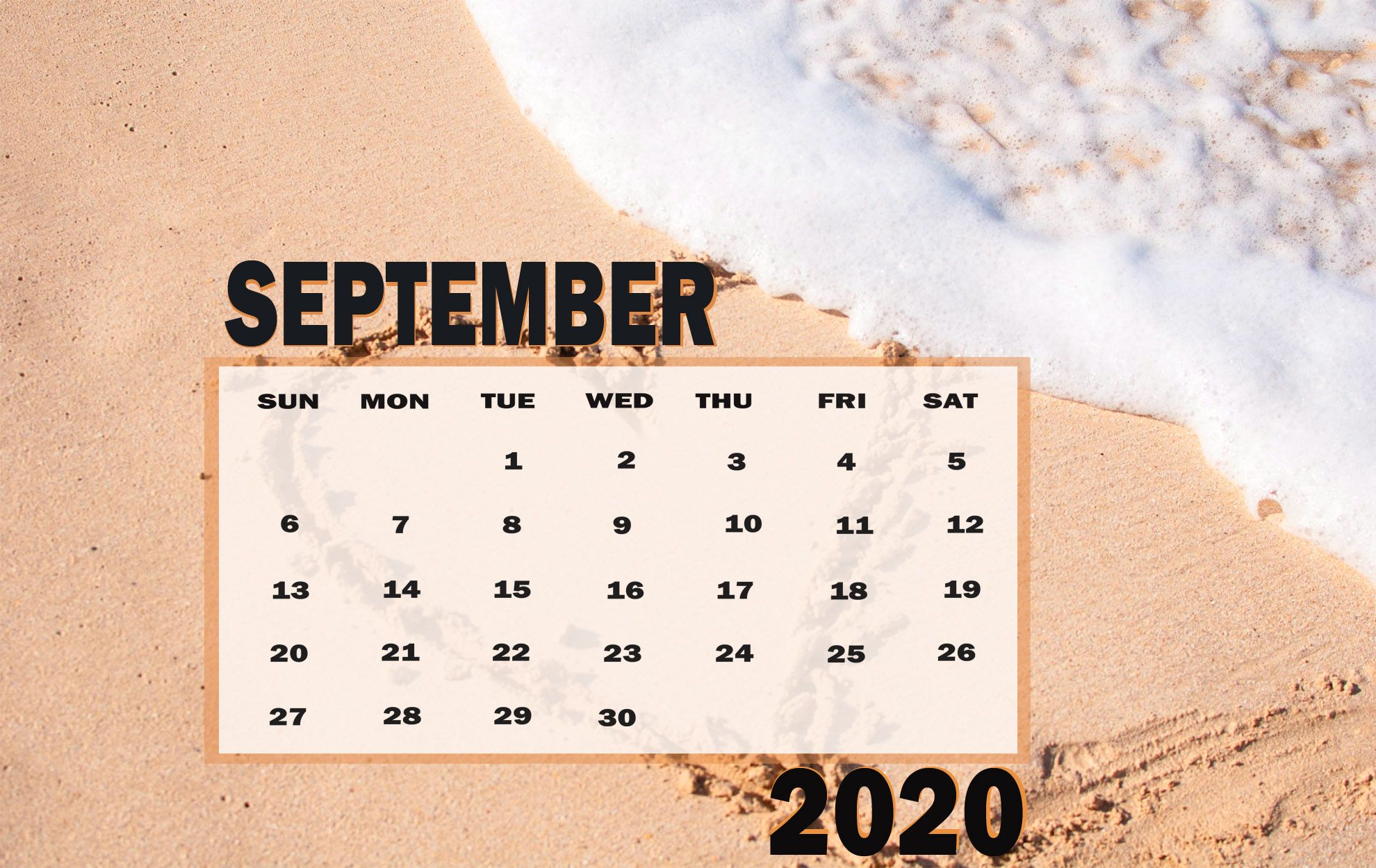 September 2020 Calendar Wallpaper For Desktop & iPhone