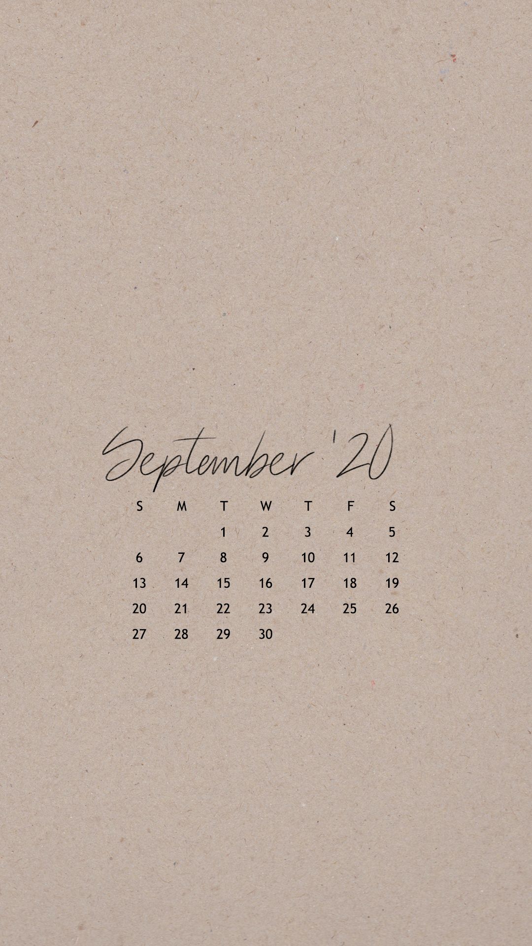 September 2020 Phone Calendar Wallpaper Is Honey