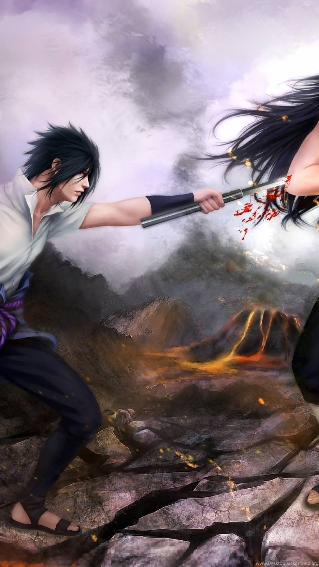Art Naruto Sasuke Uchiha Madara Uchiha Battle Wallpaper
