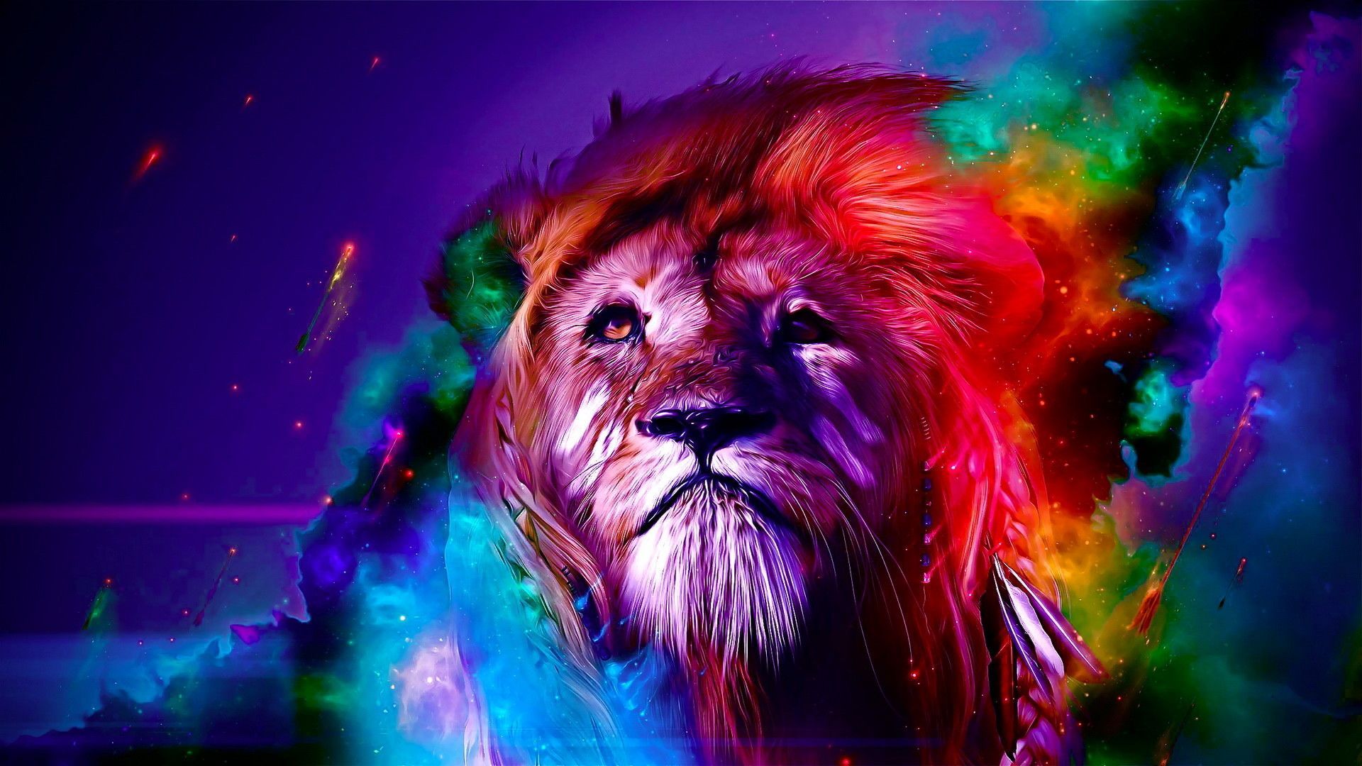Colorful Lion, Kiss, black, blue, bright, dark, leo, mosaic, pink, purple,  yellow, HD phone wallpaper | Peakpx