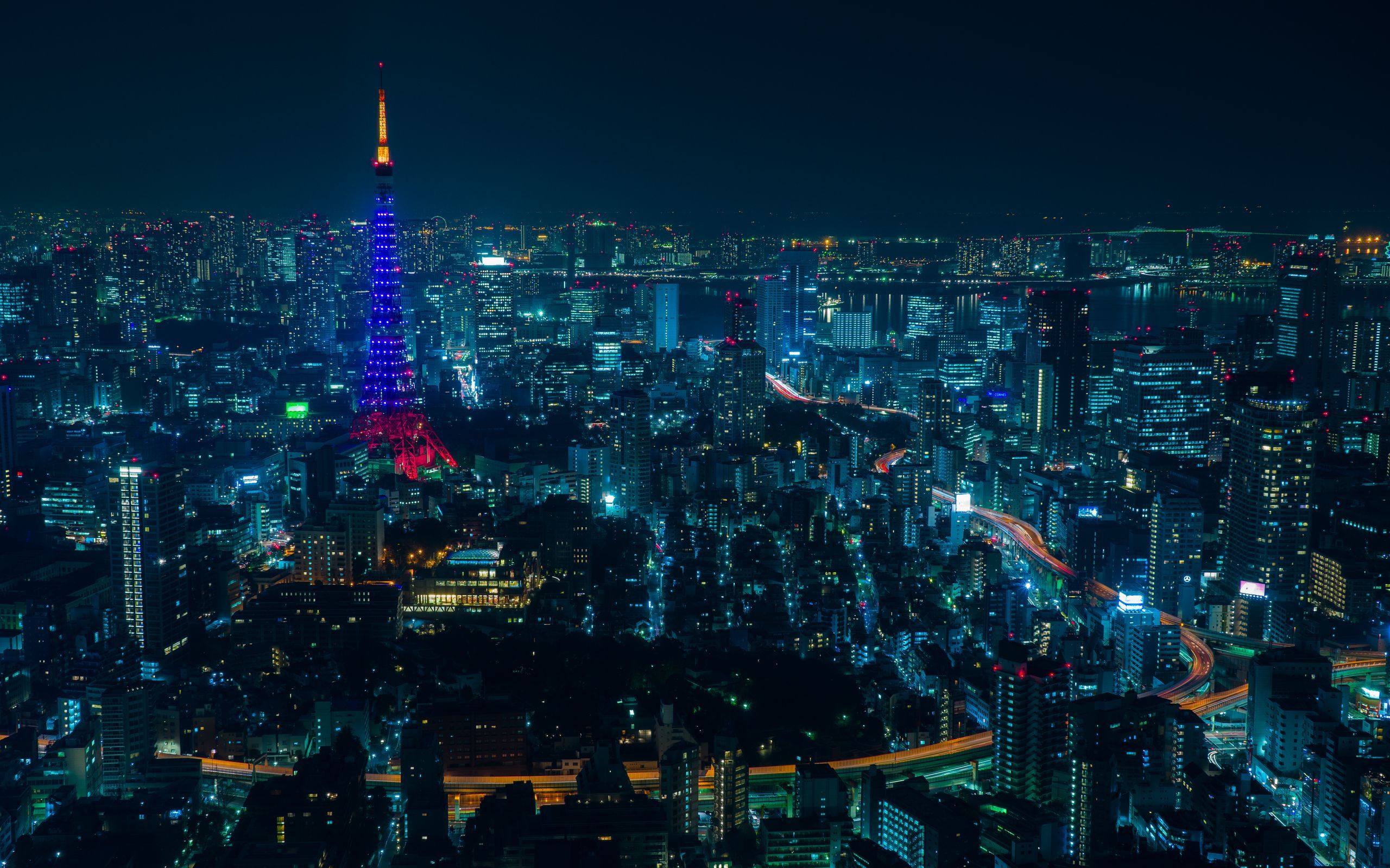 Download wallpaper 2560x1600 tokyo, night city, skyscrapers