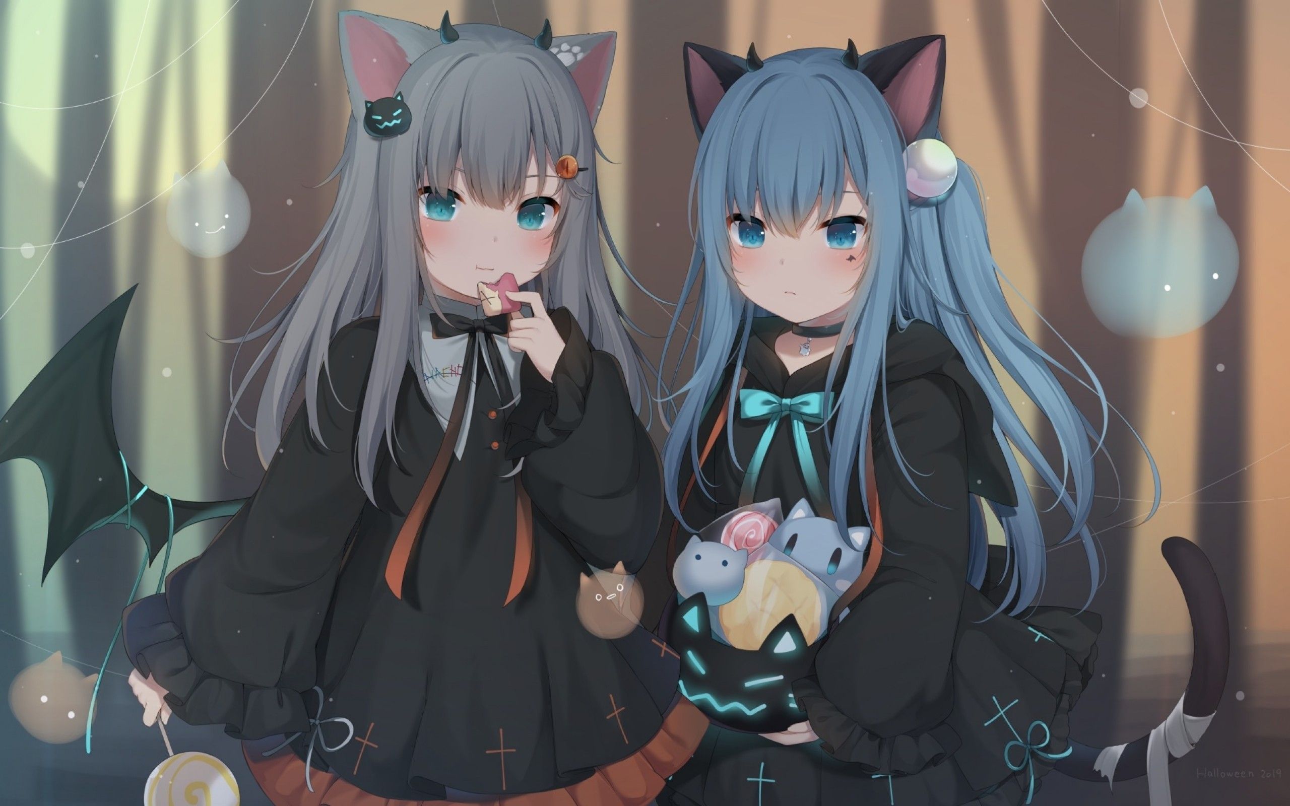 Download 2560x1600 Gothic Anime Girls, Loli, Animal Ears, Cute