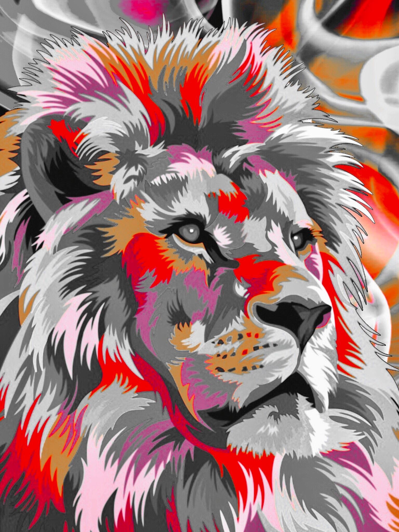 illustration colorful lion head with pop art style Stock Vector Image & Art  - Alamy