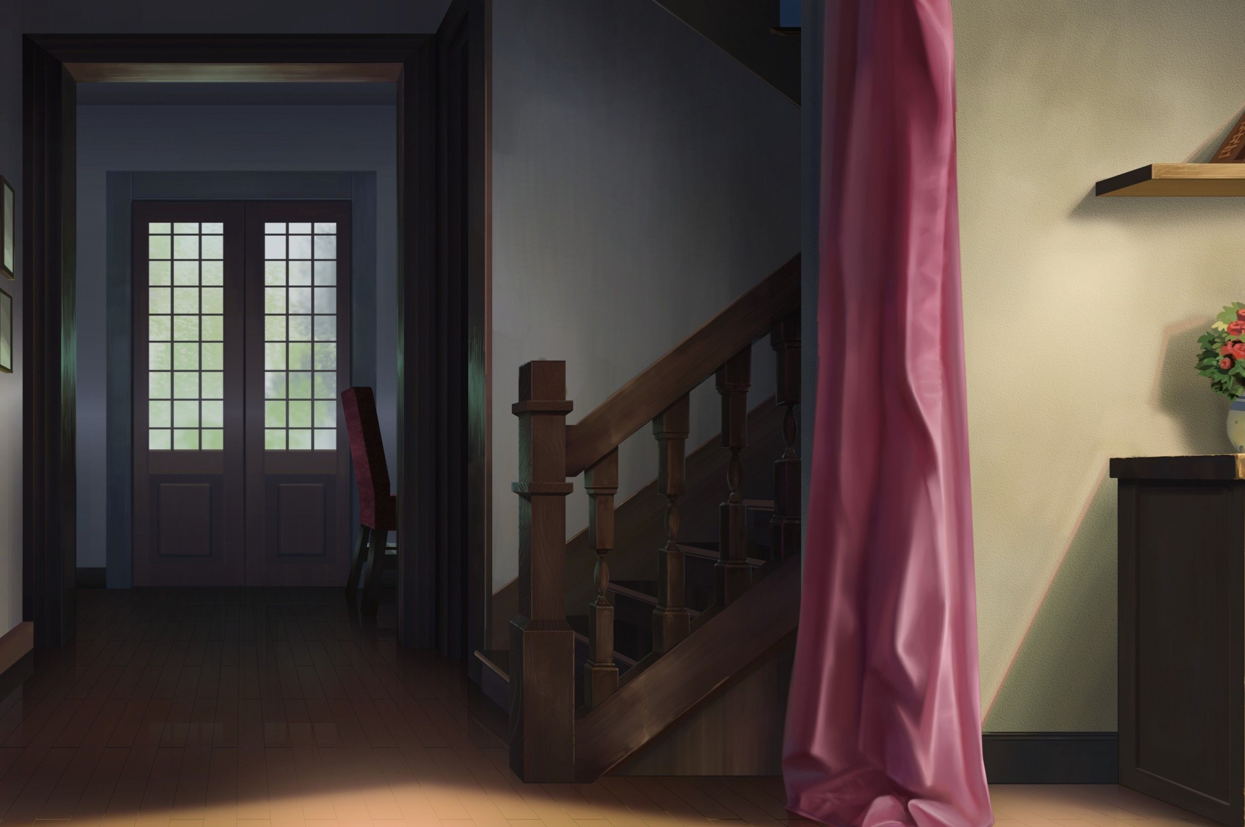 Download 2560x1700 Anime House, Interior, Stairs Wallpaper