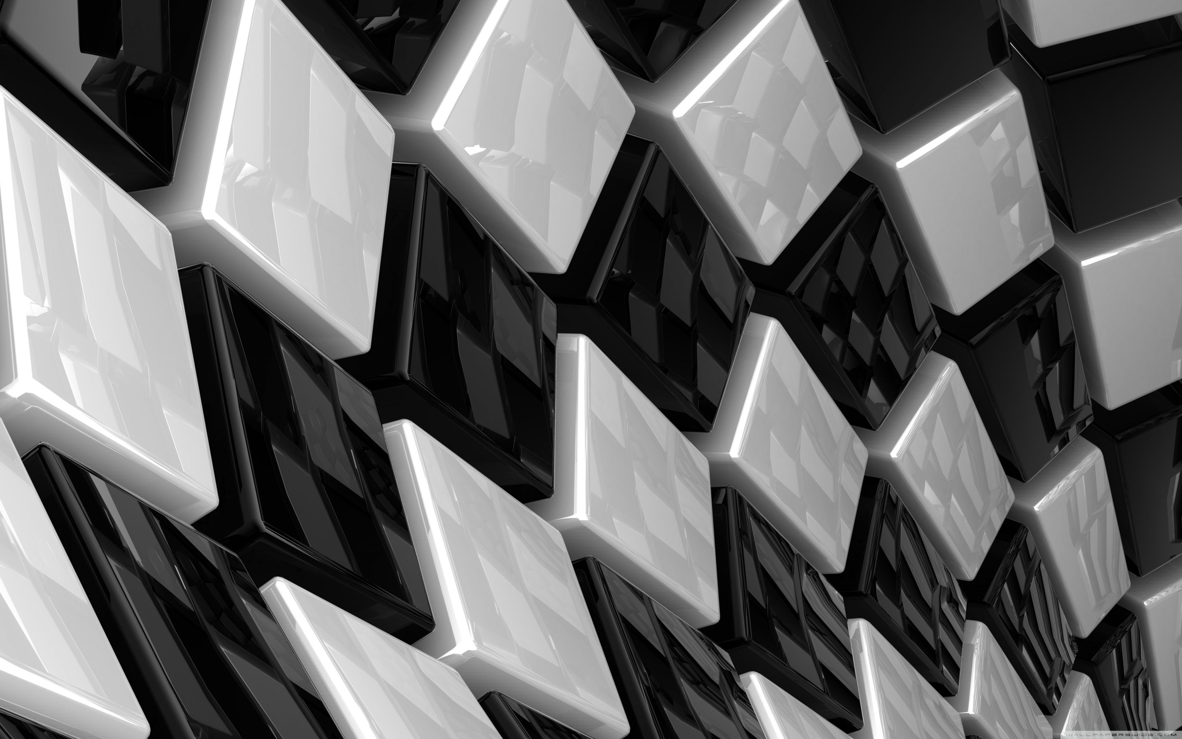 3D Cubes Black And White ❤ 4k HD Desktop Wallpaper