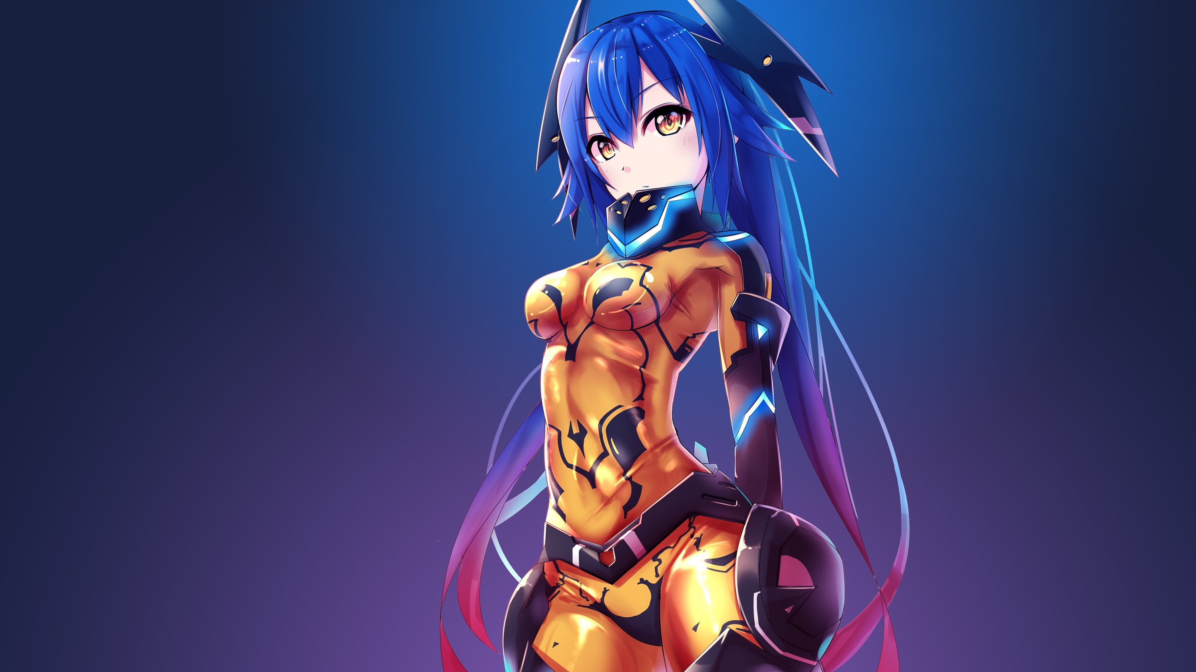Blue Haired Female Anime Character Illustration #anime Anime Girls