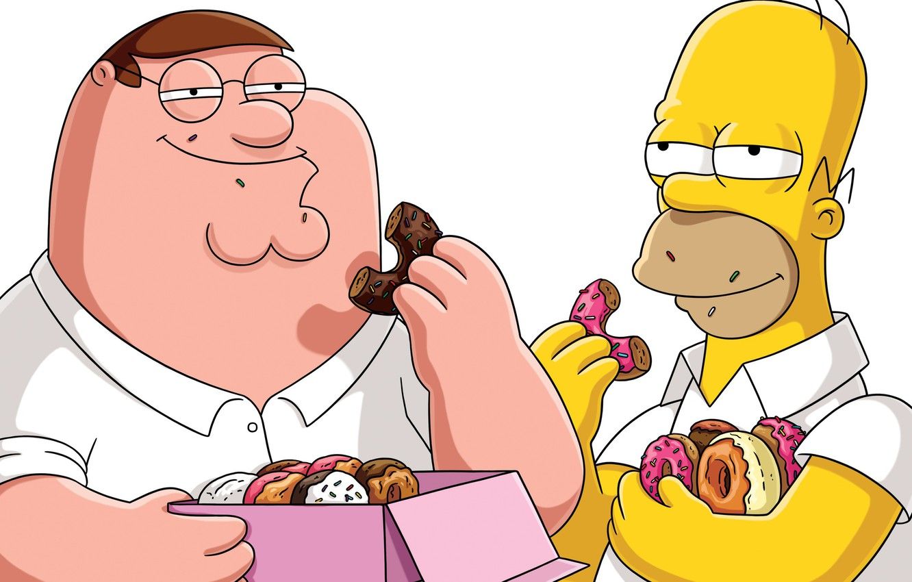 Wallpaper the simpsons, family guy, Homer, Peter Griffin, fat, donuts, Matt Groening image for desktop, section минимализм