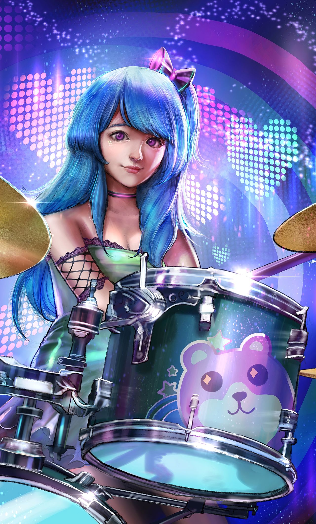 Cyber Rock Drummer Girl 4k iPhone HD 4k Wallpaper