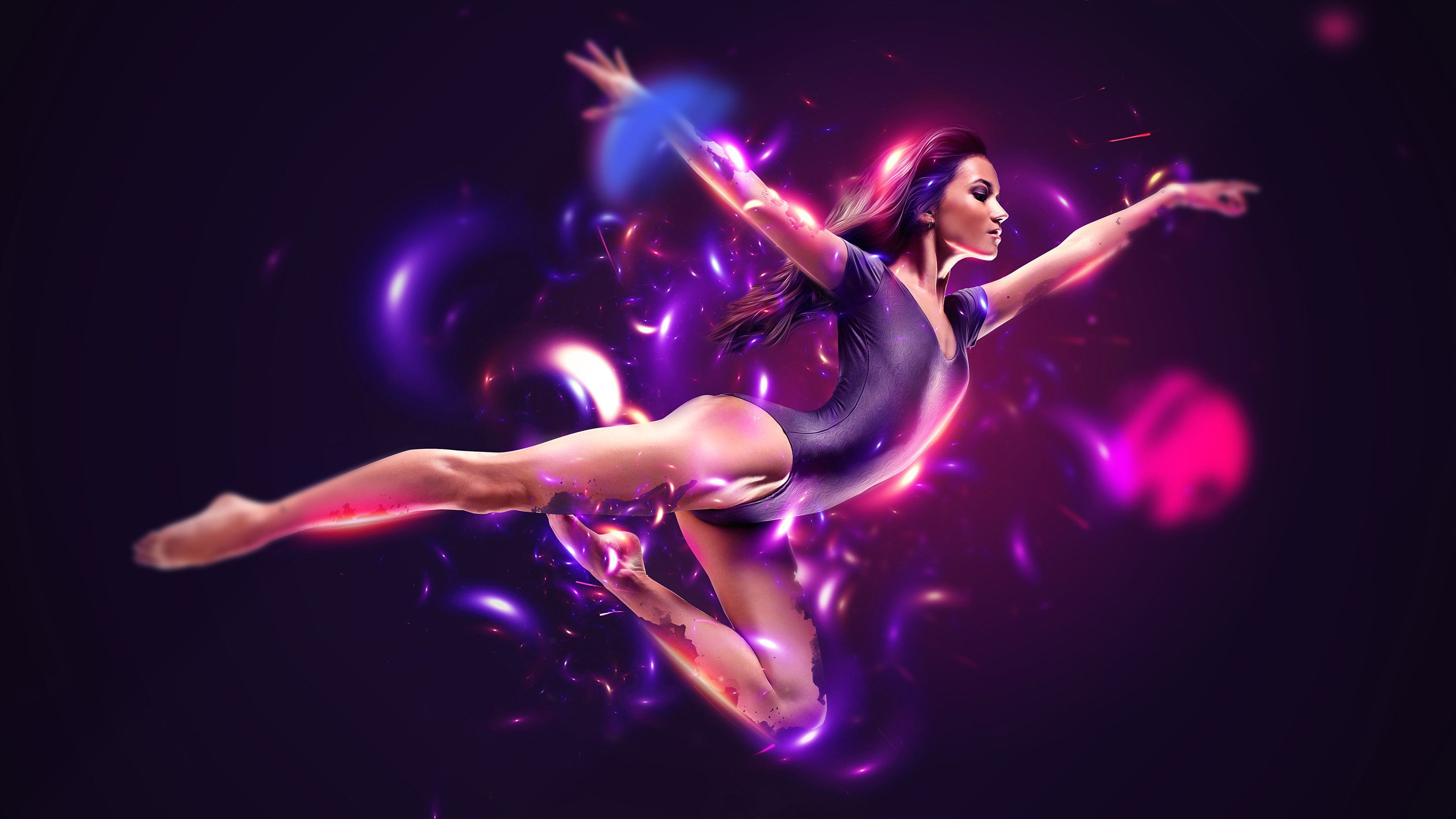 violet, Leotard, Artwork, Women Wallpaper HD / Desktop and Mobile