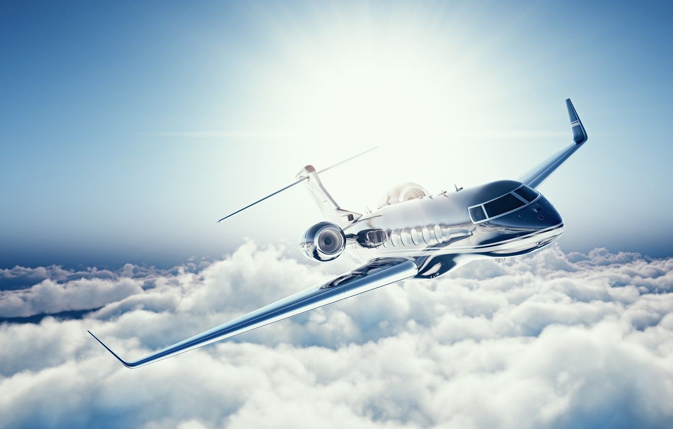 Wallpaper the sky, clouds, flight, the plane, height, blur, airplane, bokeh, wallpaper., beautiful background, private jet, passenger administrative, Learjet turbojet, Learjet business jet image for desktop, section авиация