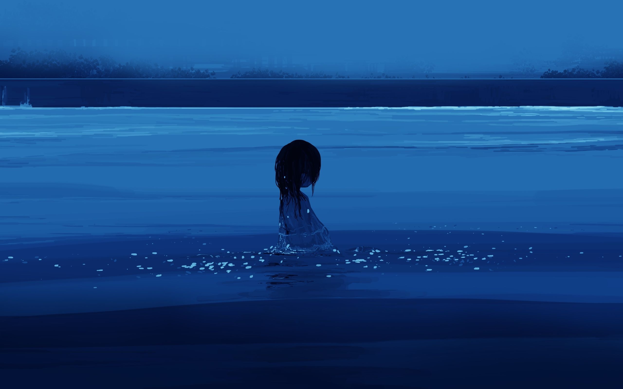 Girl in Water Anime 2560x1600 Resolution Wallpaper, HD