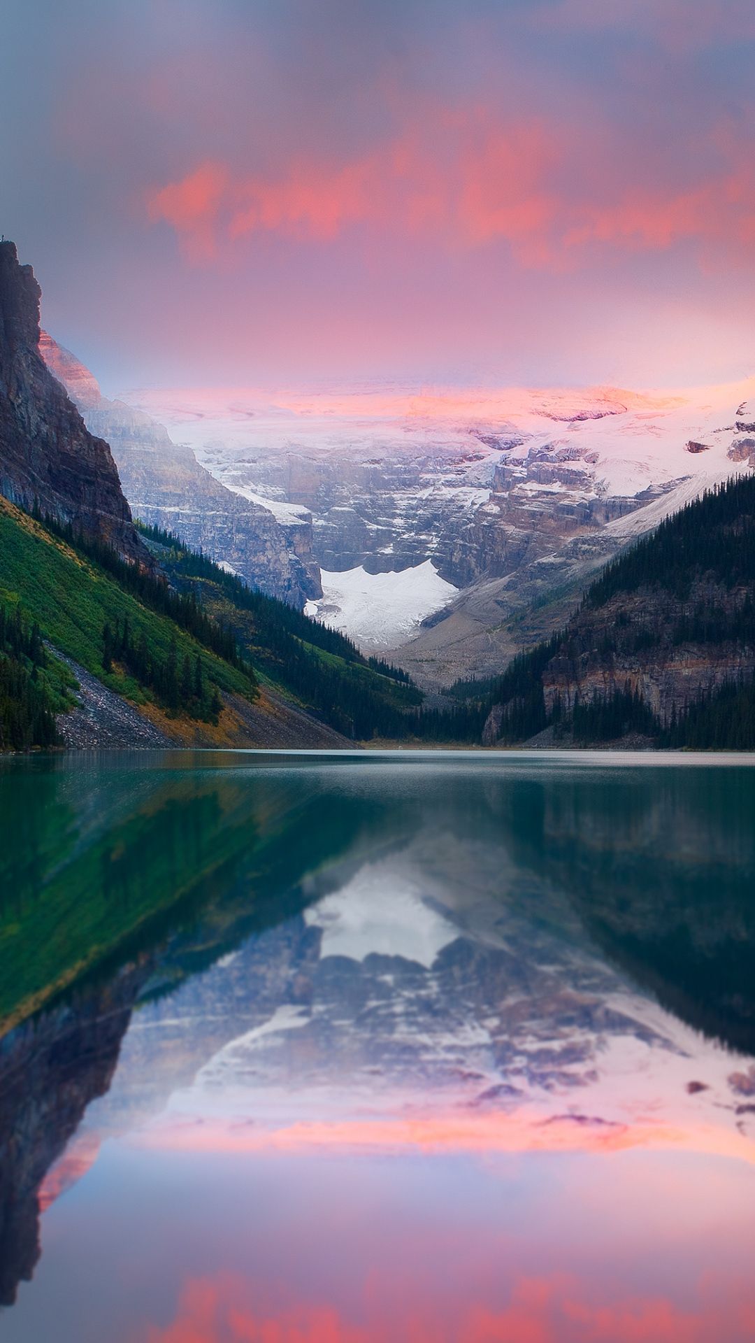 Mountains Sunset Lake Sky Snow Peaks iPhone 8 Wallpaper Free Download