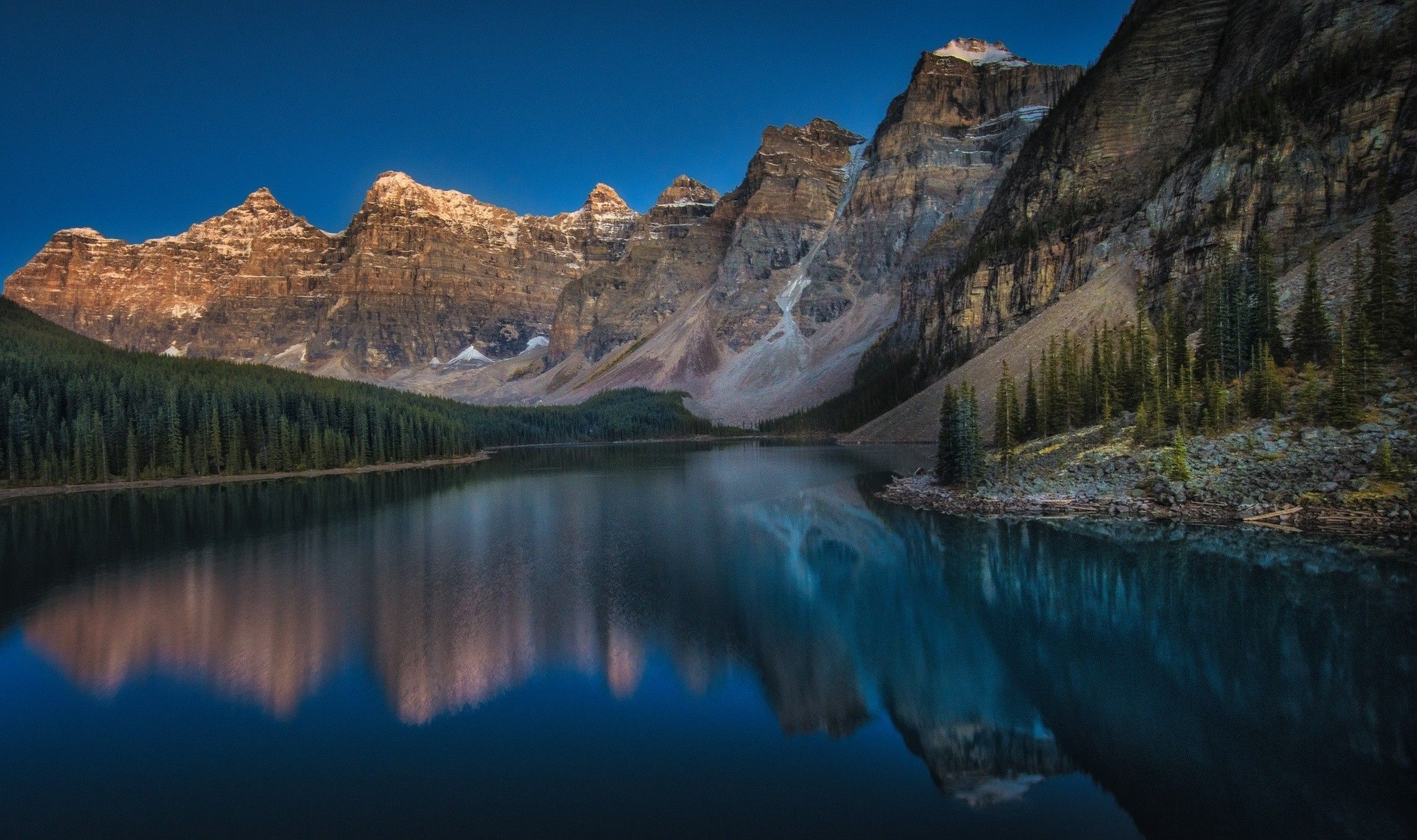 Mountain, Moraine Lake, Canada, Sunset, Forest, Summer