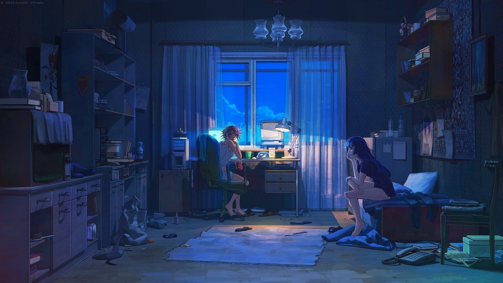 wallpaper for desktop, laptop | bl87-art-trip-anime-night