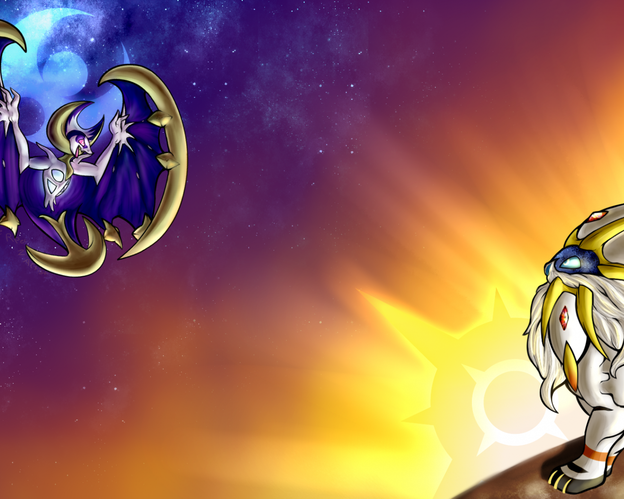 Free download Solgaleo and Lunala HD Wallpaper Background Image